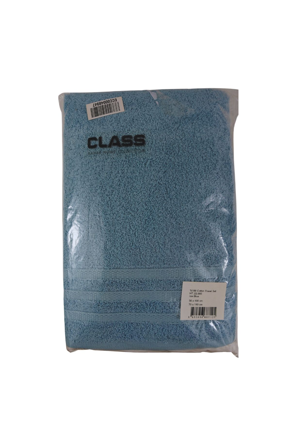 Class Home Collection-Set of 2 absorbent towels, 100% Cotton, 580 gsm density, 50x100cm + 70x140 cm, Lamia, Ice Blue 5