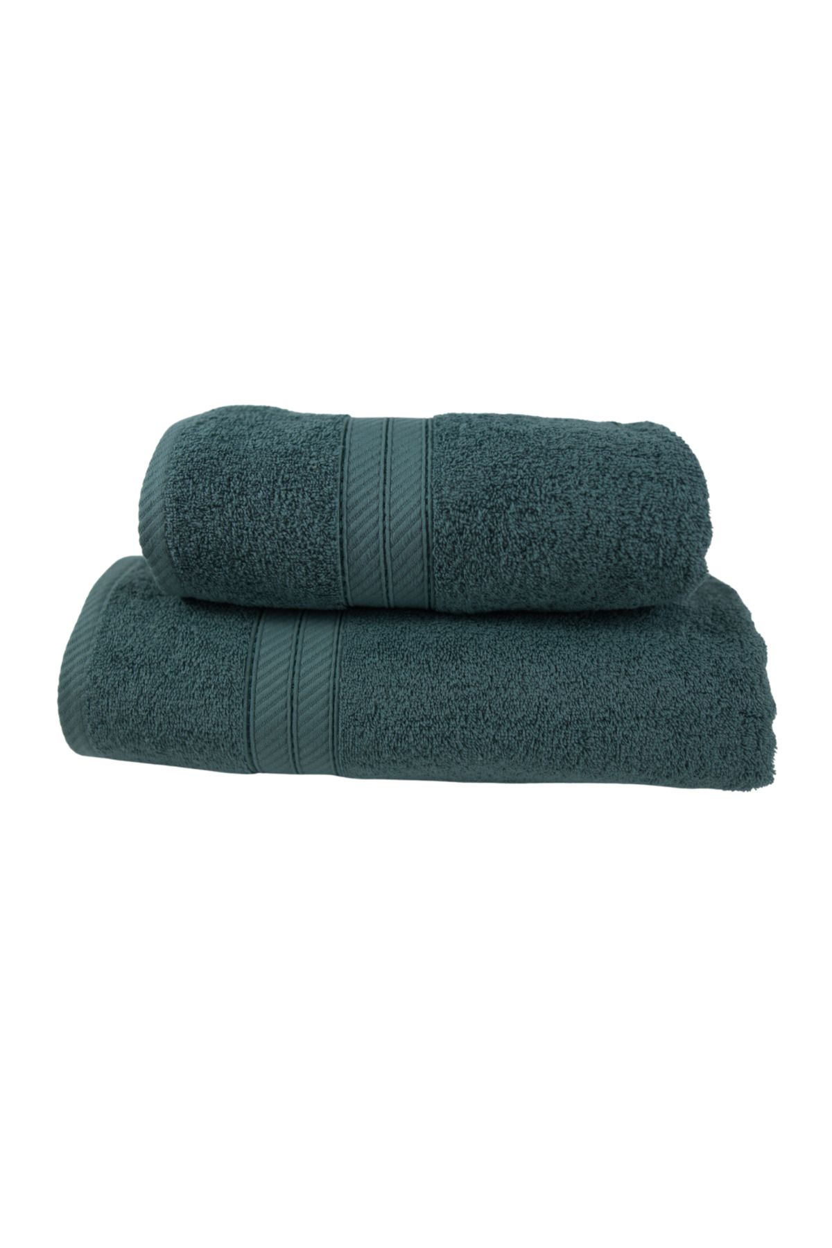 Class Home Collection-Set of 2 absorbent towels, 100% Cotton, 500 gsm density, 50x100 cm + 70x140 cm, Moonstar, Green 1