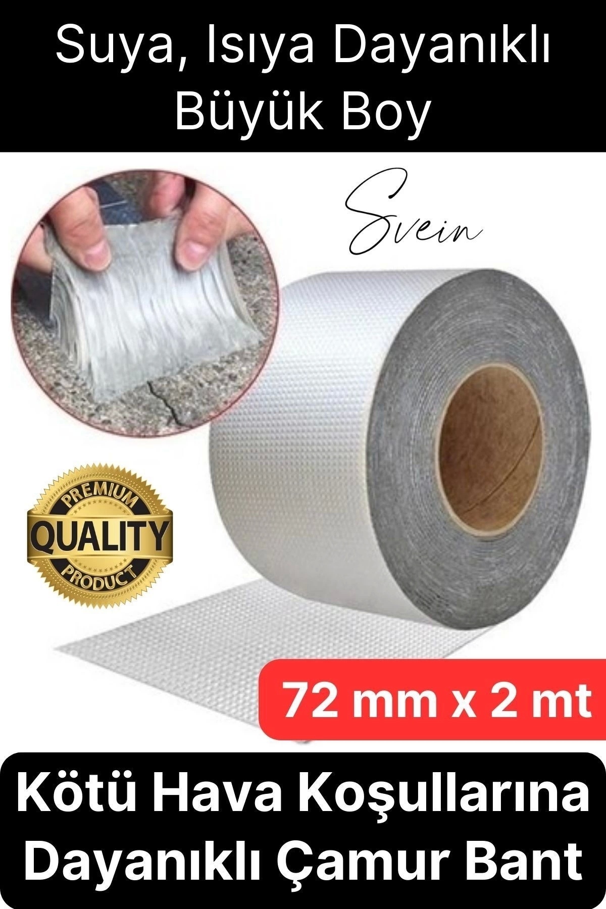 72 mm x 2 mt Waterproof Sealed Roof Tubing Durable Mud Gum Tape Aluminum Repair Tape