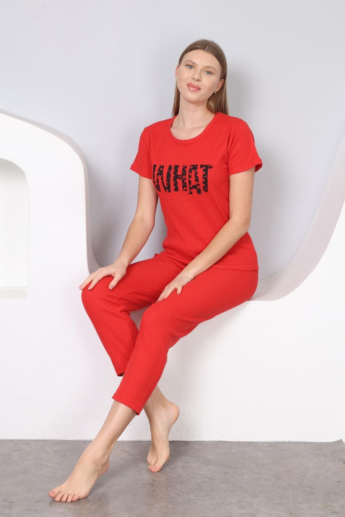DPARİS-Printed Ribbed Pajama Set 5