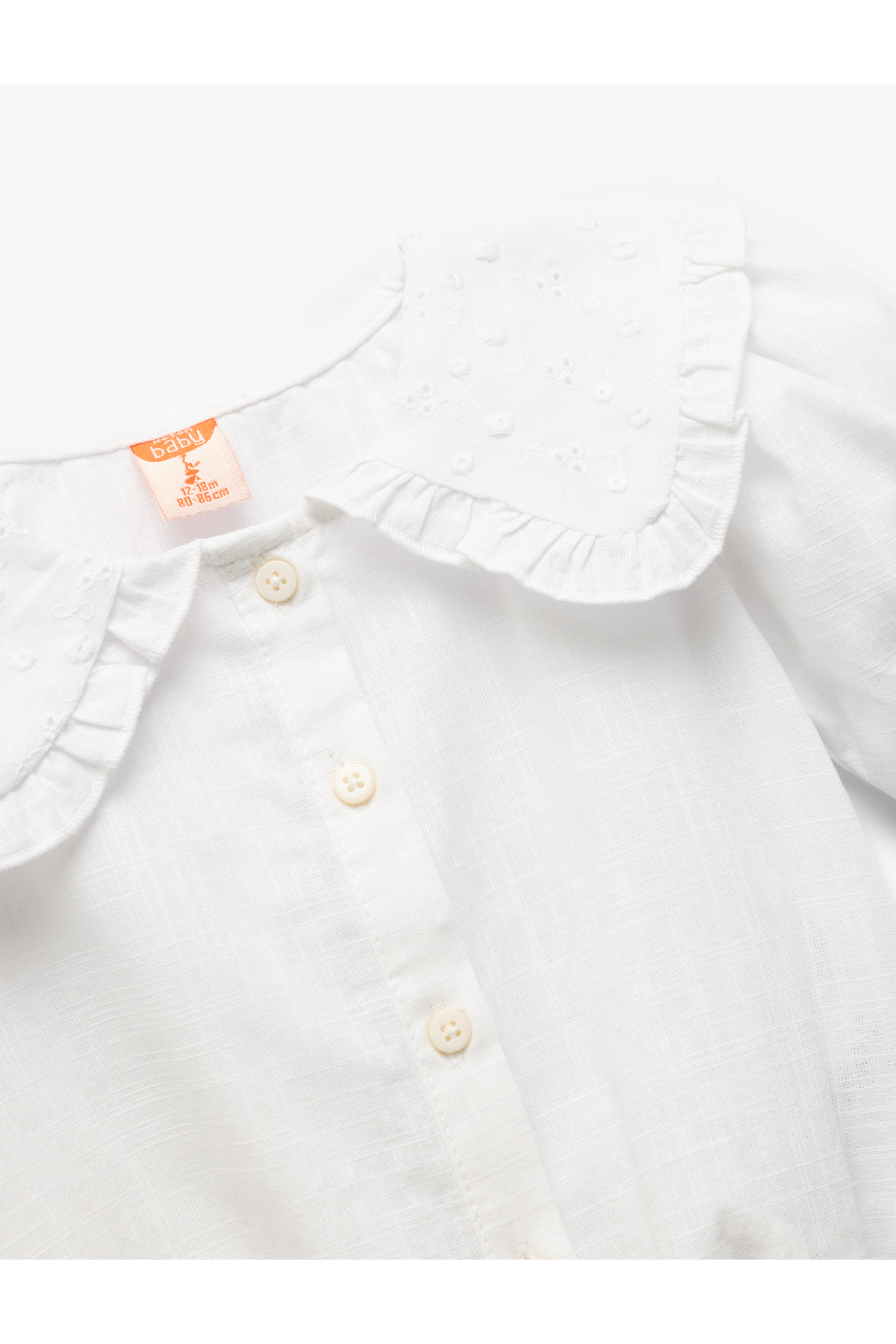 Koton Brodeli Kısa Kollu Pamuklu Bebe Yaka Gömlek fotoğrafı 3 (önizleme)