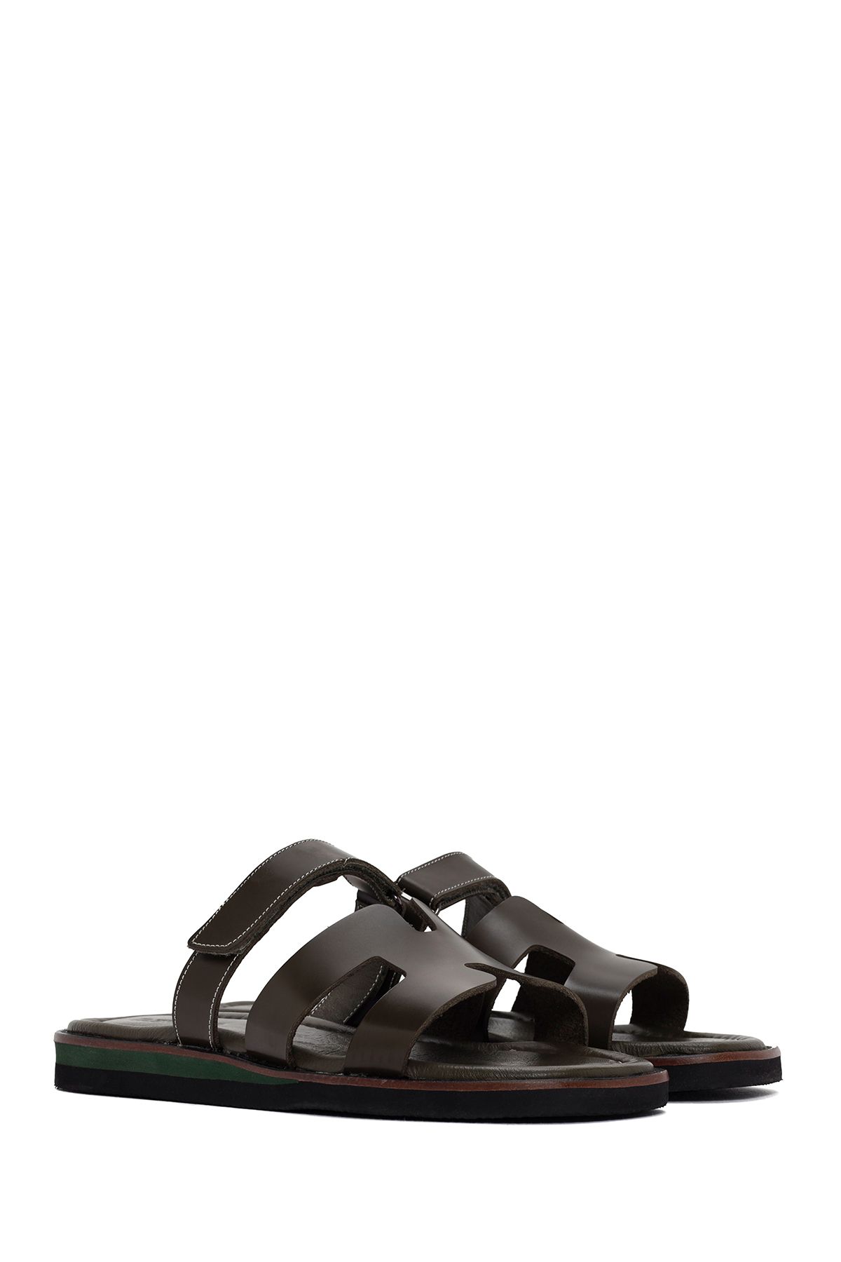 Derimod-Green Women's Leather Comfort Slippers - 24sfd361818 3