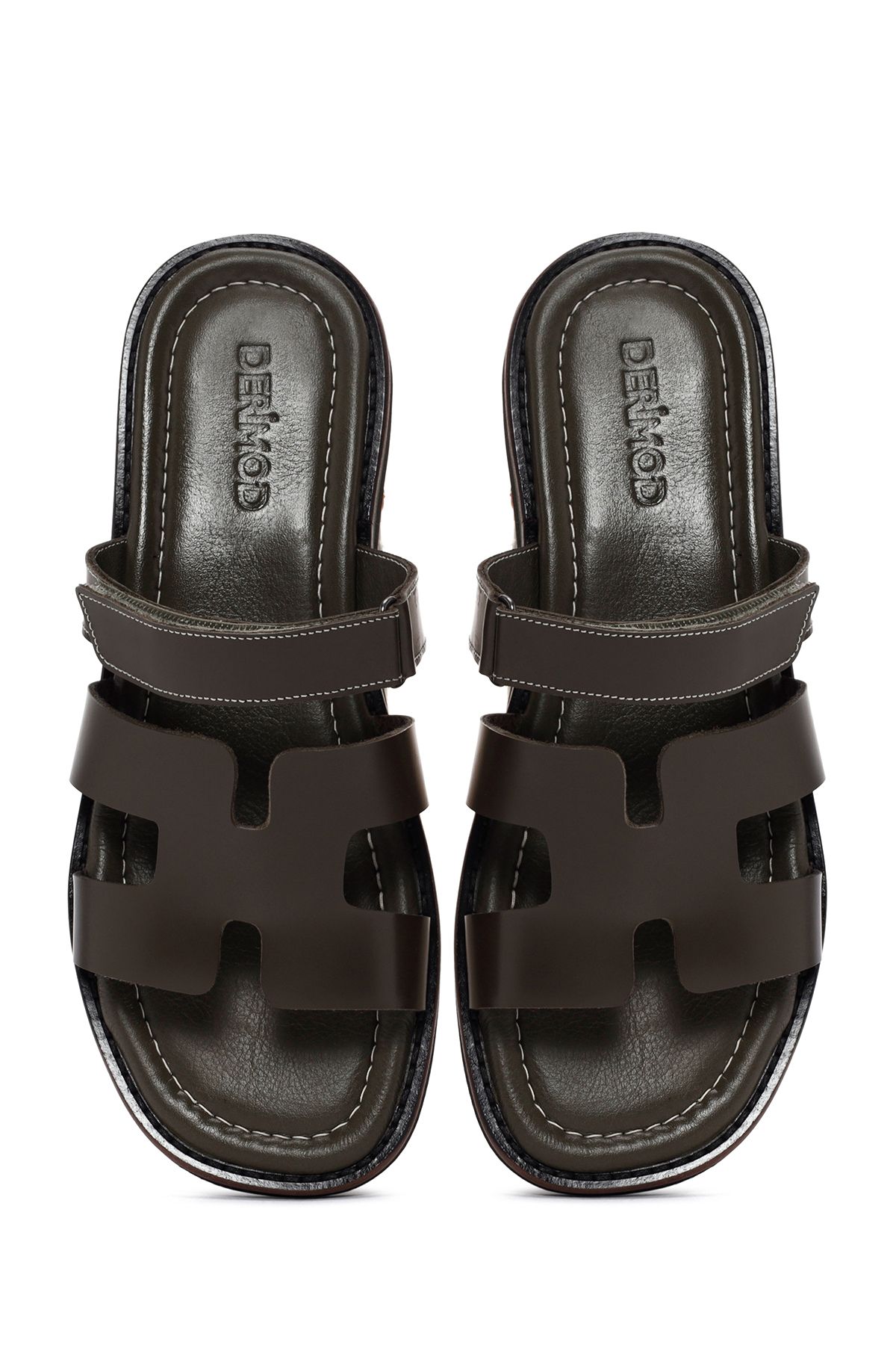 Derimod-Green Women's Leather Comfort Slippers - 24sfd361818 6