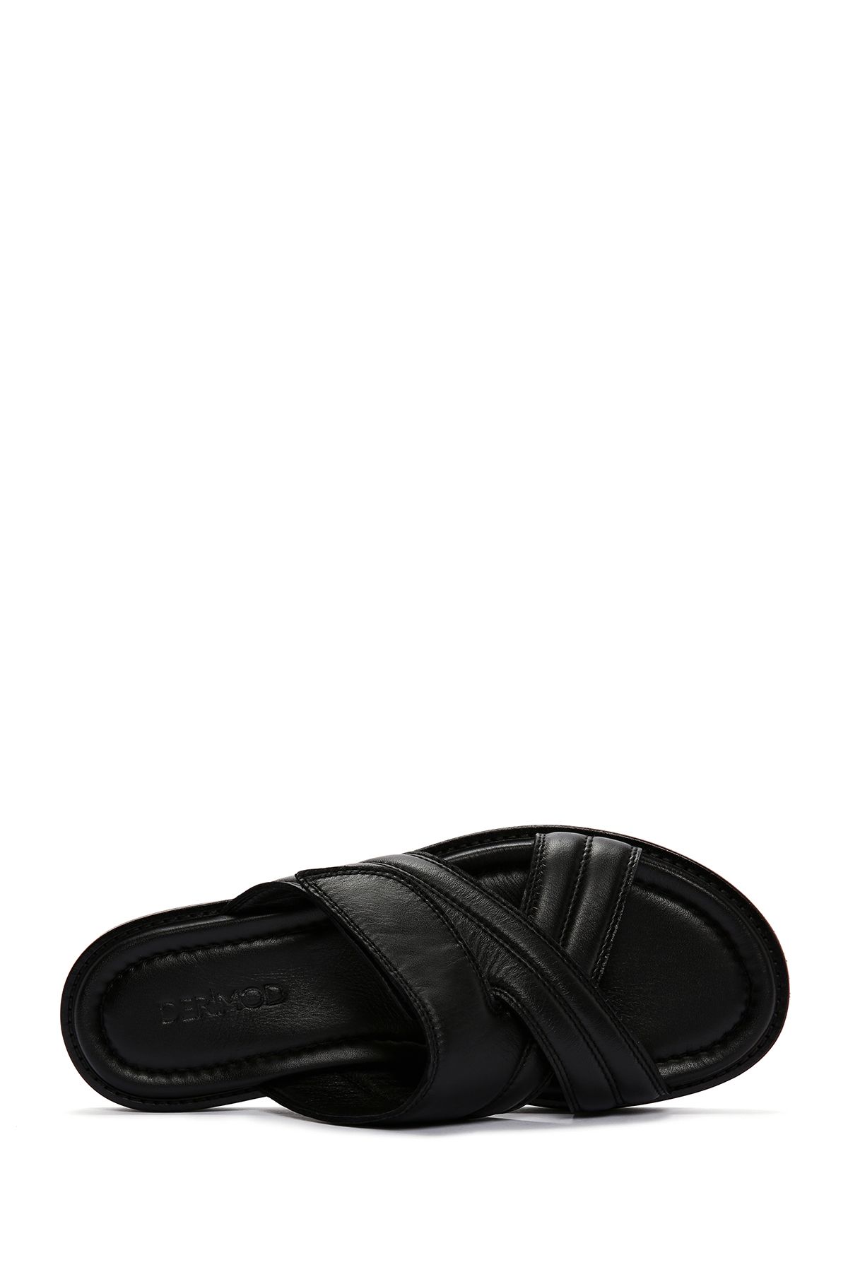 Derimod-Casual Men's Leather Slippers - Black Banded, 24sfd625718 6