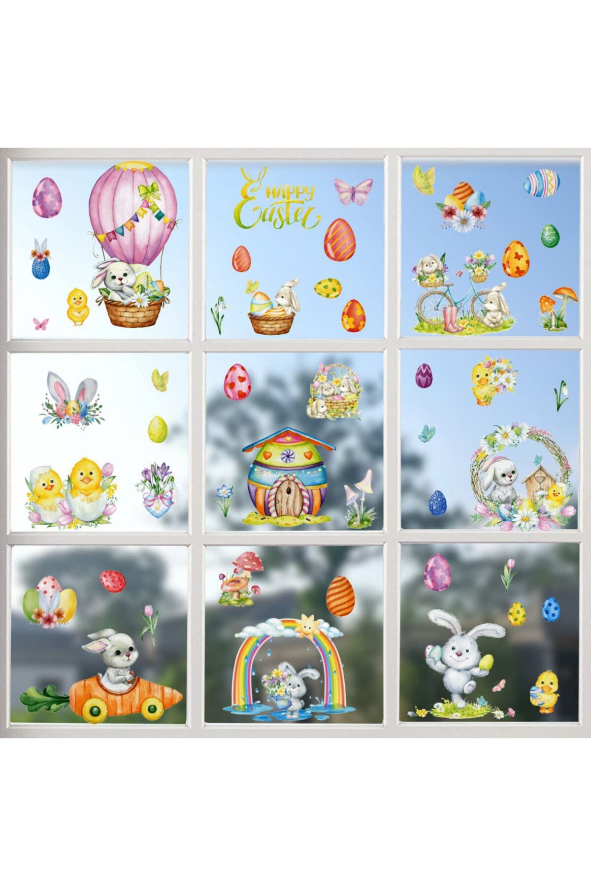 Universal-Set of 9 sheets of Universal window stickers, PVC, multicolor 1