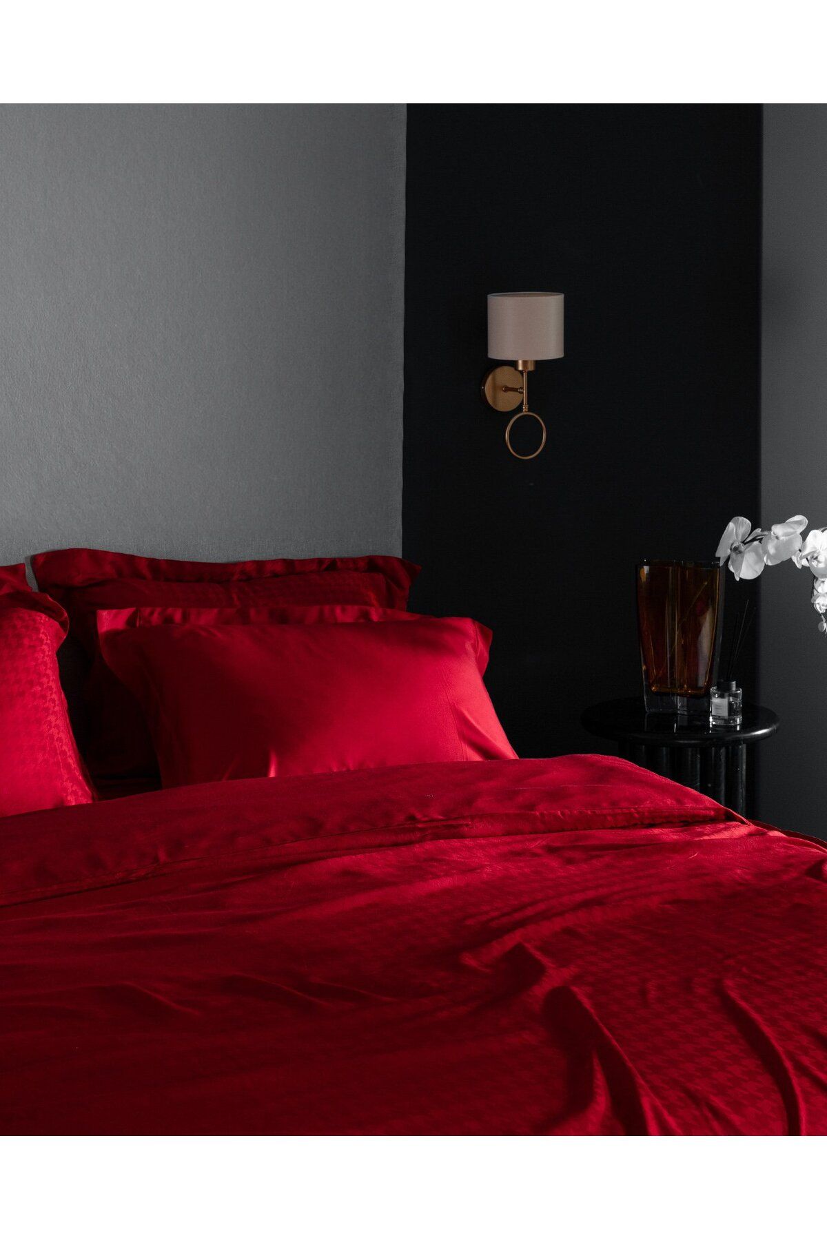 Madame Coco-Lune Doppel-Bettbezug-Set aus Bambus-Satin, Rot 2