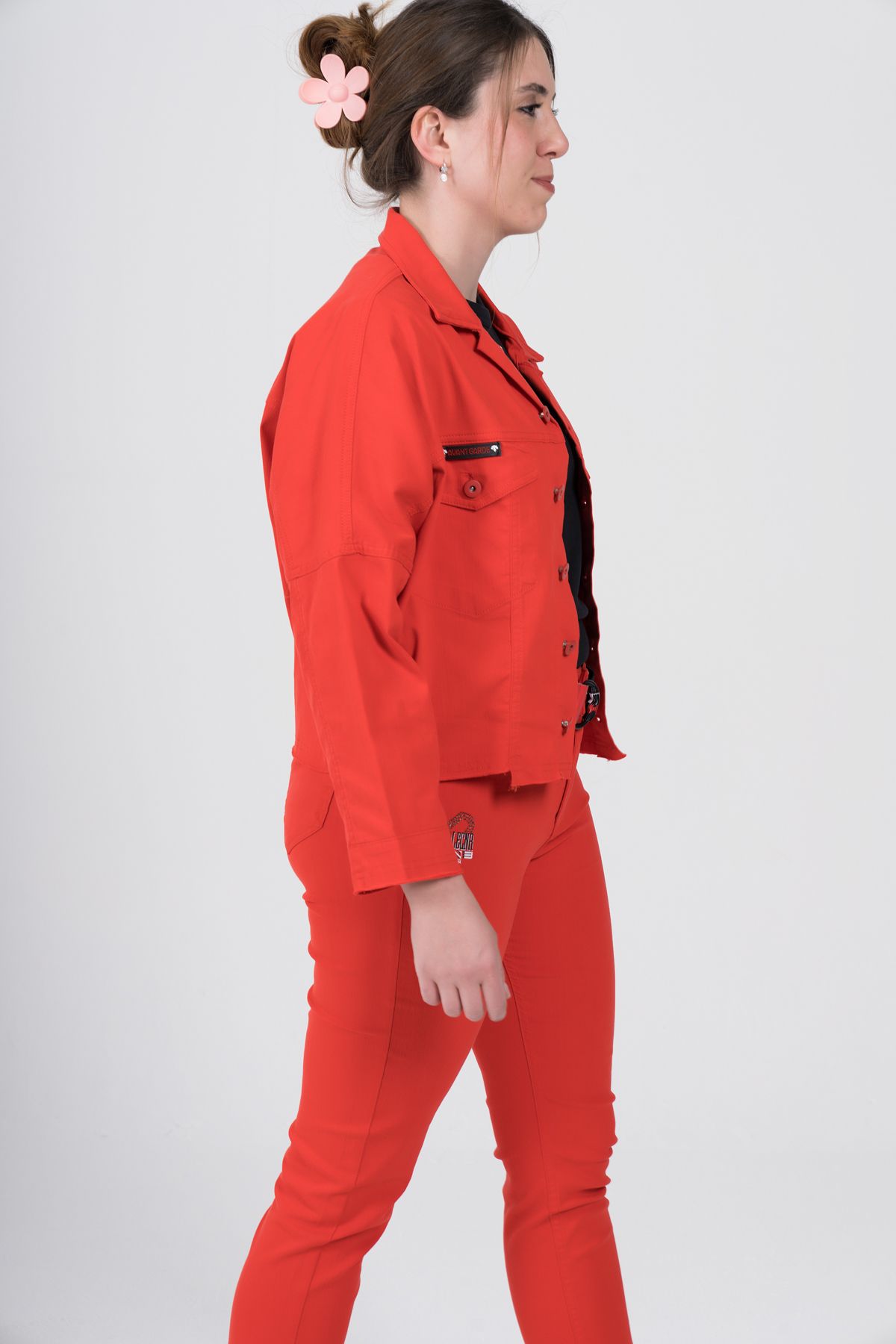 Nihal Eren Butik-Large Size Lycra Seasonal Gabardine Design Jacket 2