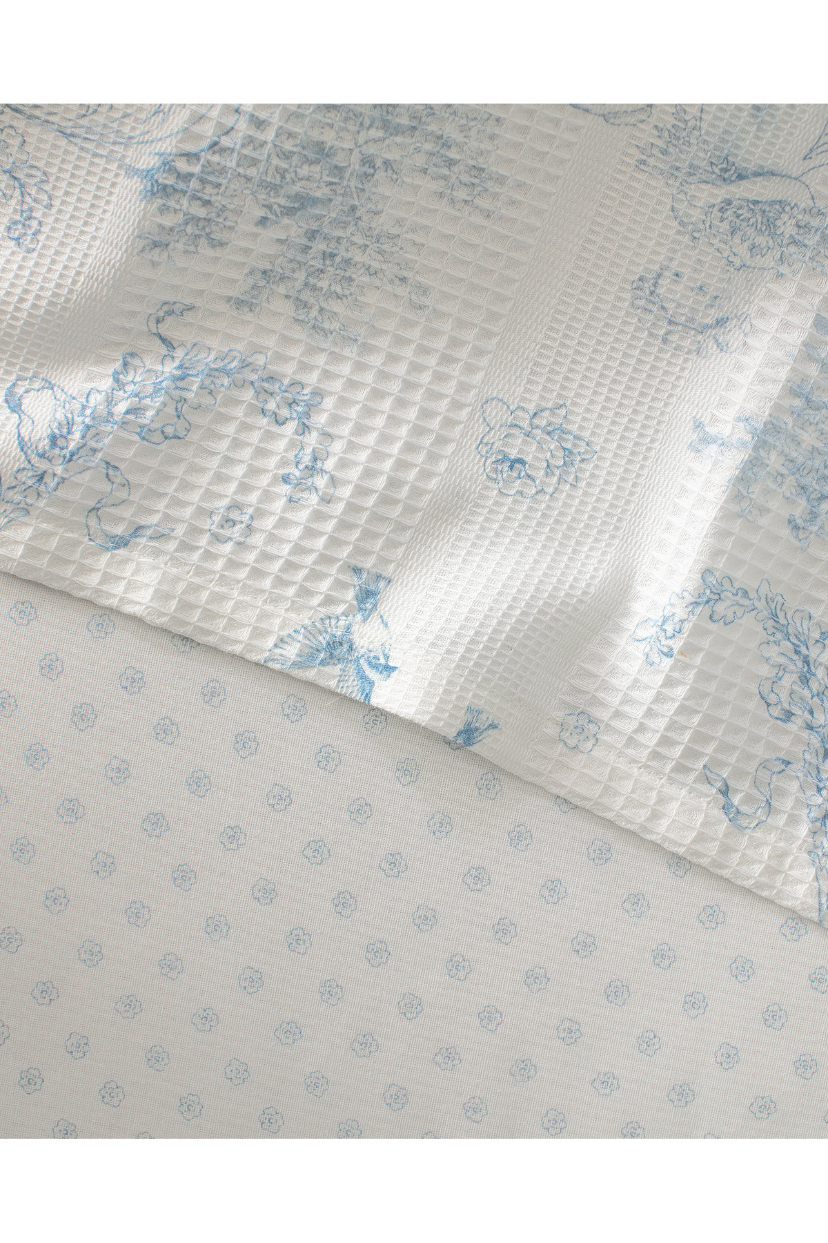 Madame Coco-Arlette Einzelbett-Bettwäscheset, 100 % kardierte Baumwolle, bedruckt, Blau/Weiß 4
