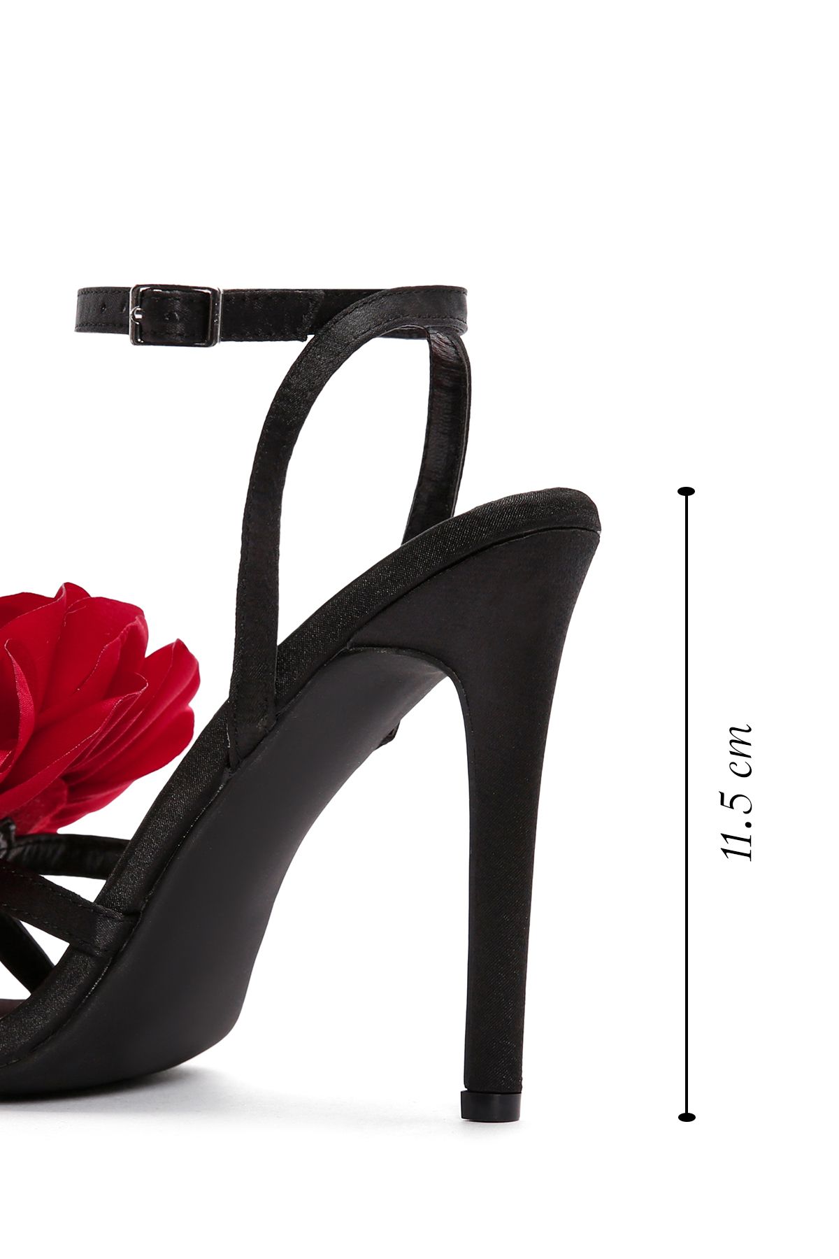 Derimod-Sandale negre cu toc subțire - cu curea la gleznă cu detalii accesorii 24SFE45256F 2