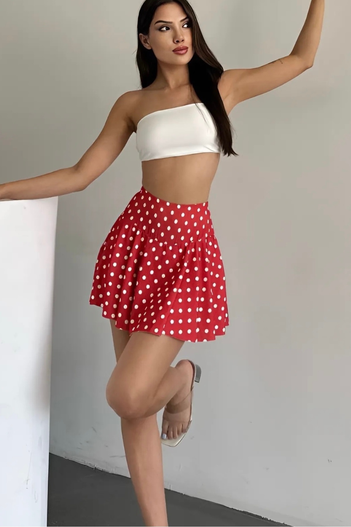 02Lady Fashion-Women's Polka Dot High Waist Shorts Skirt – Stylish and Comfortable Skirt Model 2