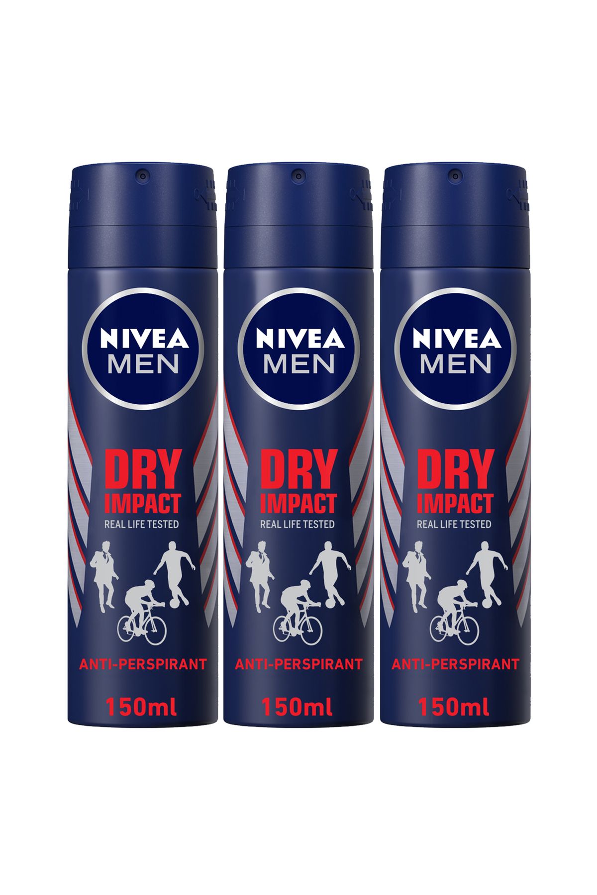NIVEA-MEN Dry Impact, Antiperspirant for Men, Spray 150ml, Pack of 3 1