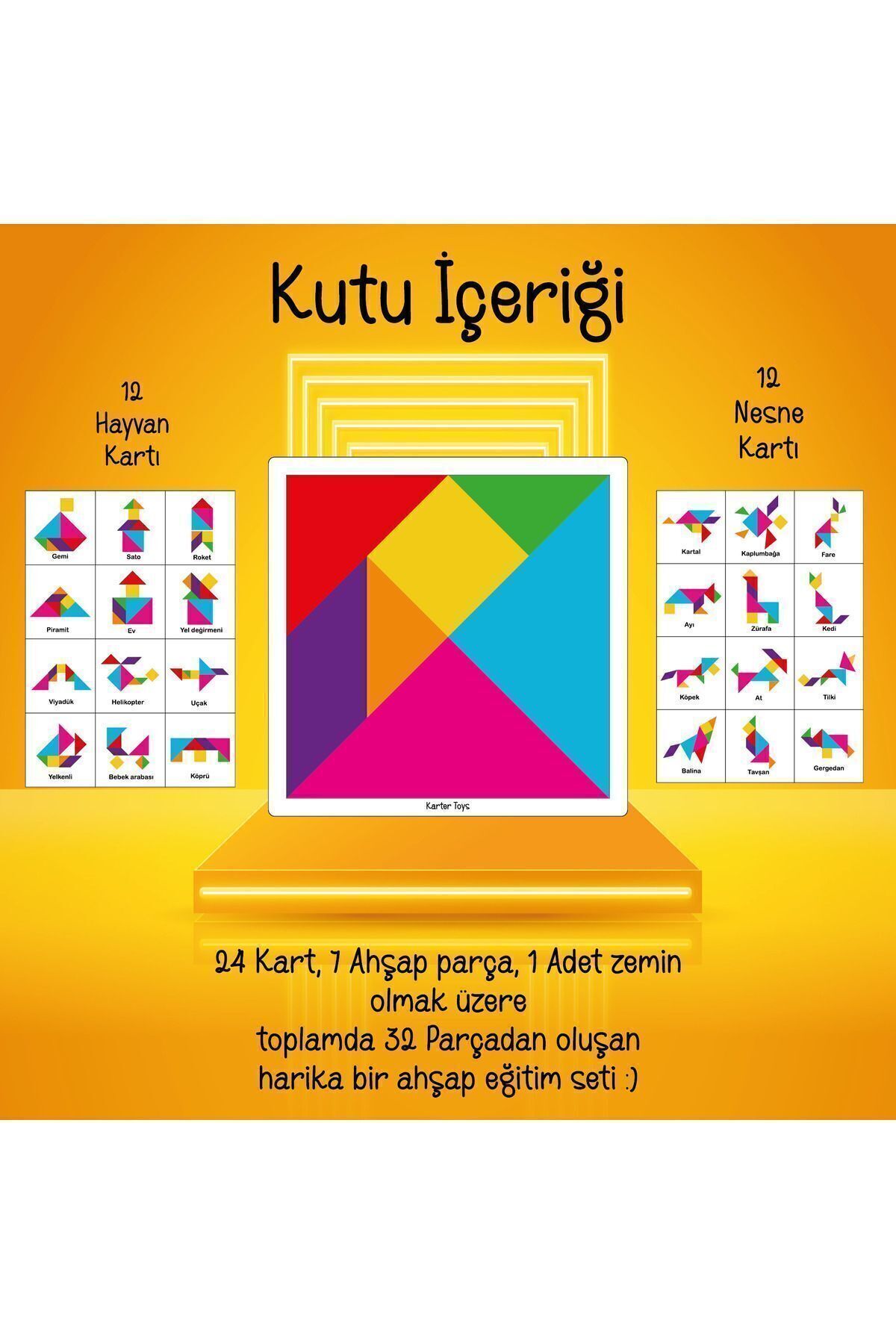 Karter İnovasyon Tangram, Mega Boy Ahşap Tangram, 7 Parça Ahşap Zeka ve Strateji Oyunu, fotoğrafı 3 (önizleme)