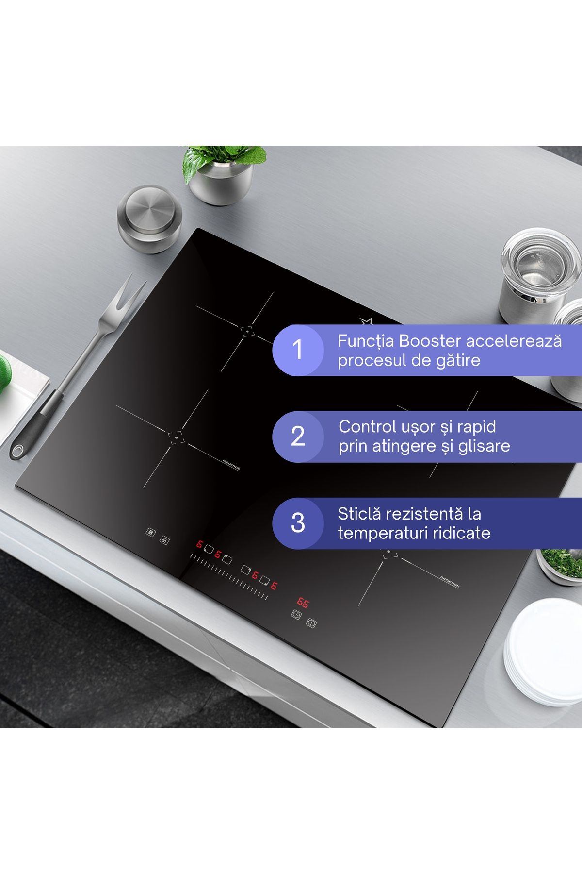 STARCREST-Built-in hob STARCREST SIH-6060, Induction, 4 Cooking Zones, Touch Control, Booster, Timer 3