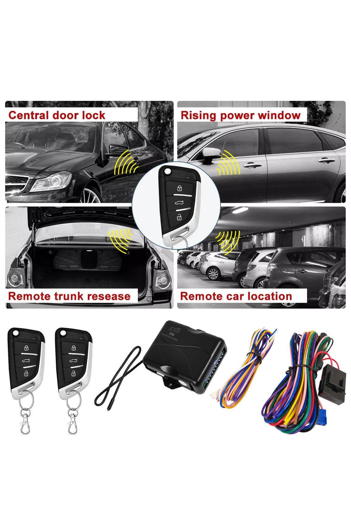 3XR-Universal Car Keyless Entry System with Trunk Release, 2 Remote Fobs, Central Locking, Car Finder 7