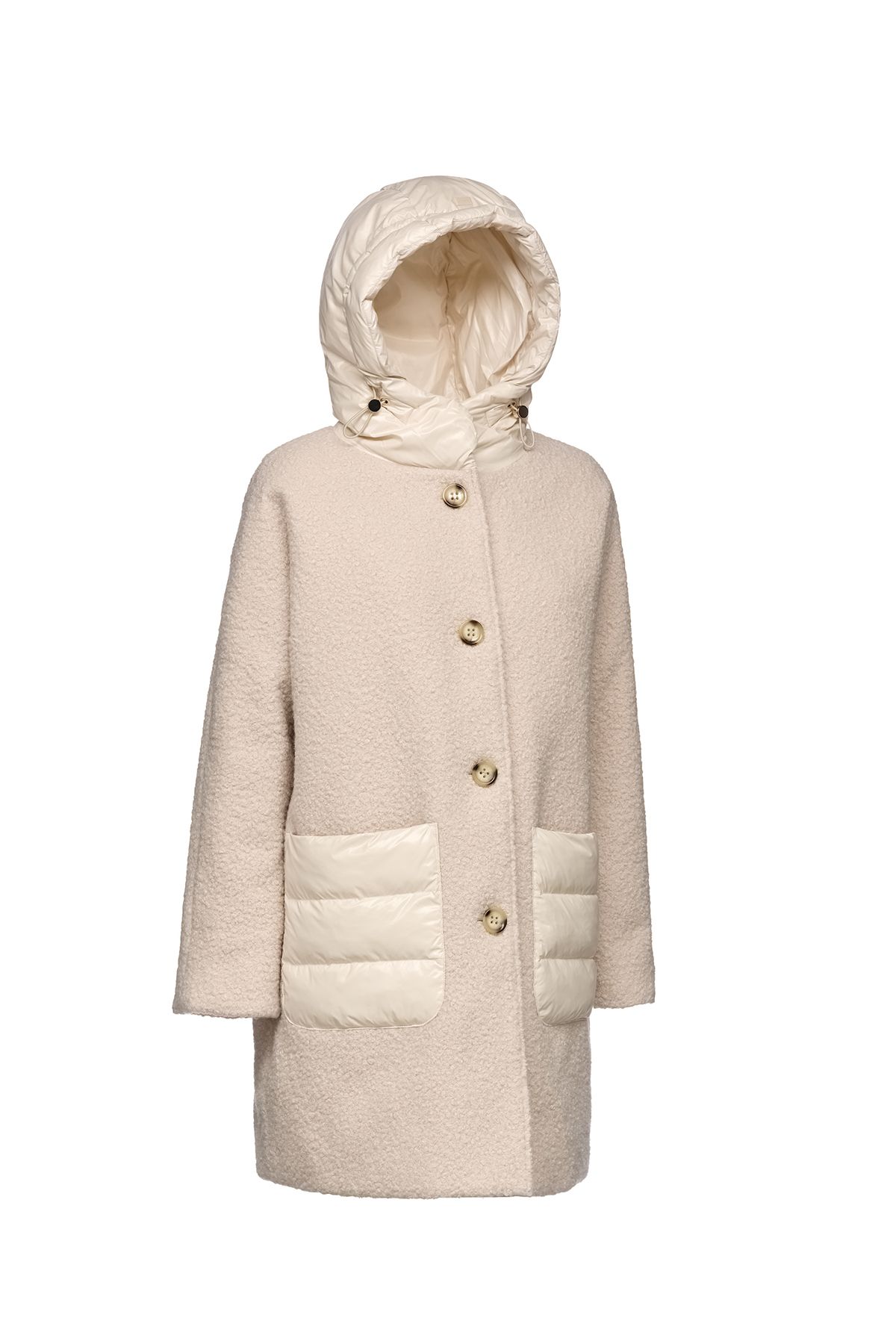 کت زنانه کرم CALITHE HOOD COAT W4615GTC192F1732 Geox