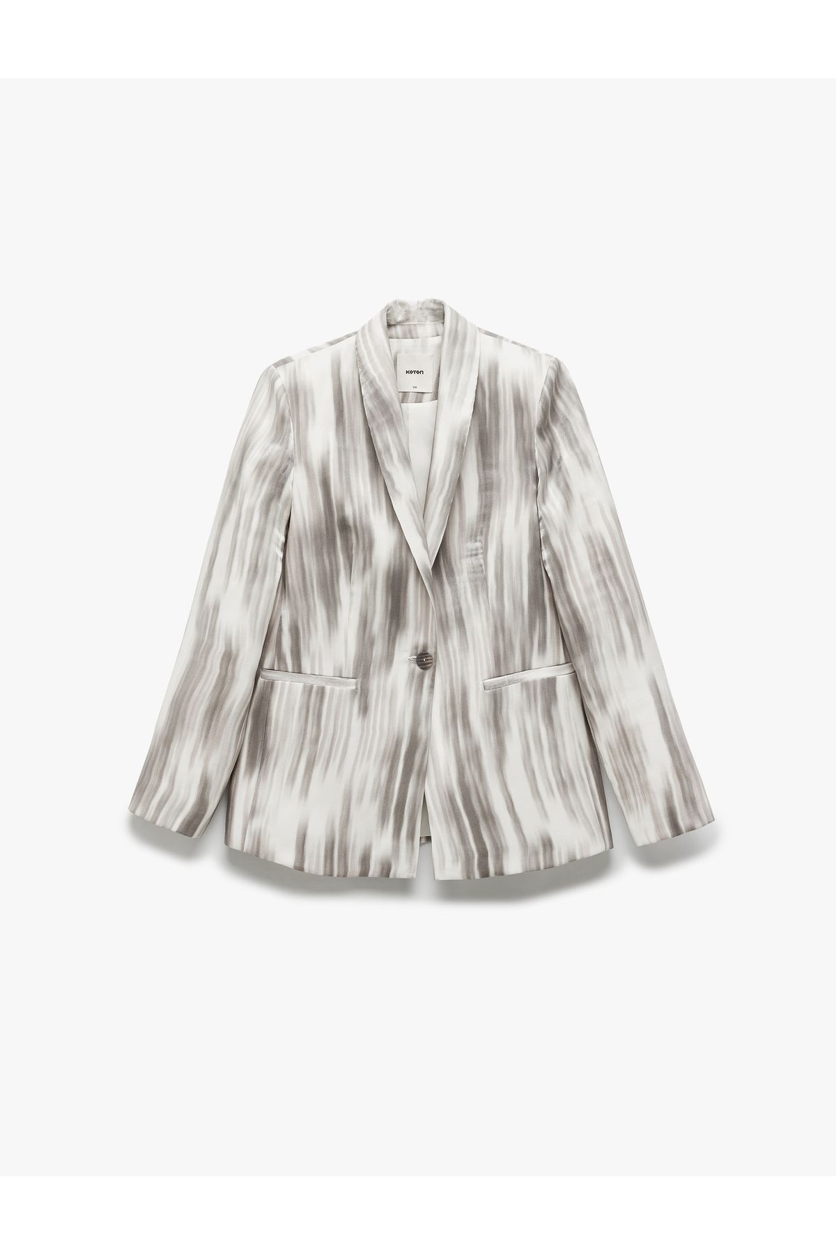 Koton-Color Transition Patterned Long Sleeve Satin Blazer Jacket with Pockets 5