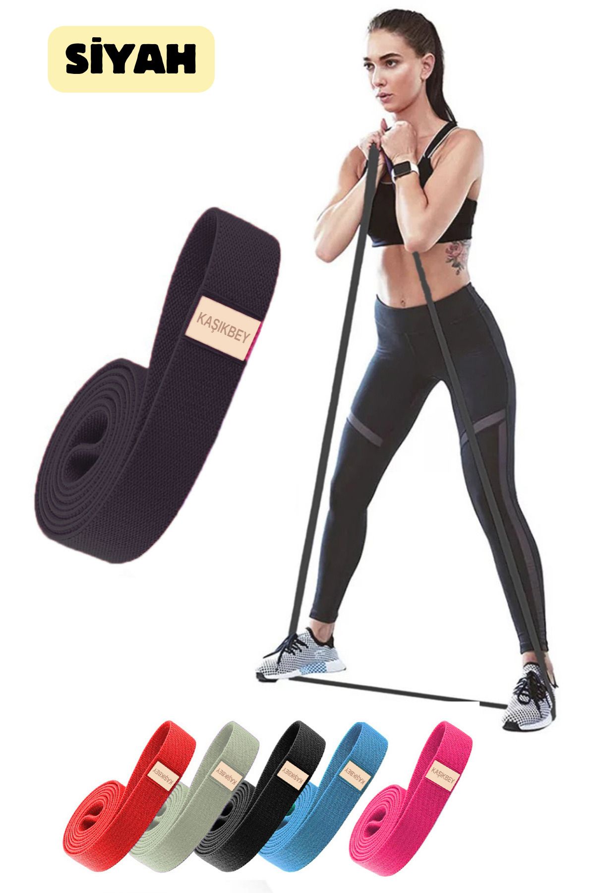 Loop Pilates Fitness Bant Spor Bacak Kalça Squat Egzersiz Direnç Bandı Lastiği (HAFİF ORTA SERT)