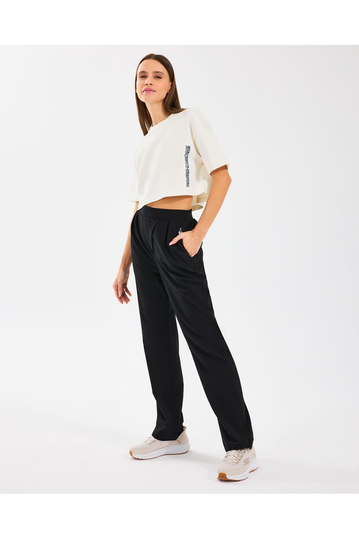 SKECHERS S2510121 W Micro Wide Leg Pant Siyah Kadın Eşofman Altı