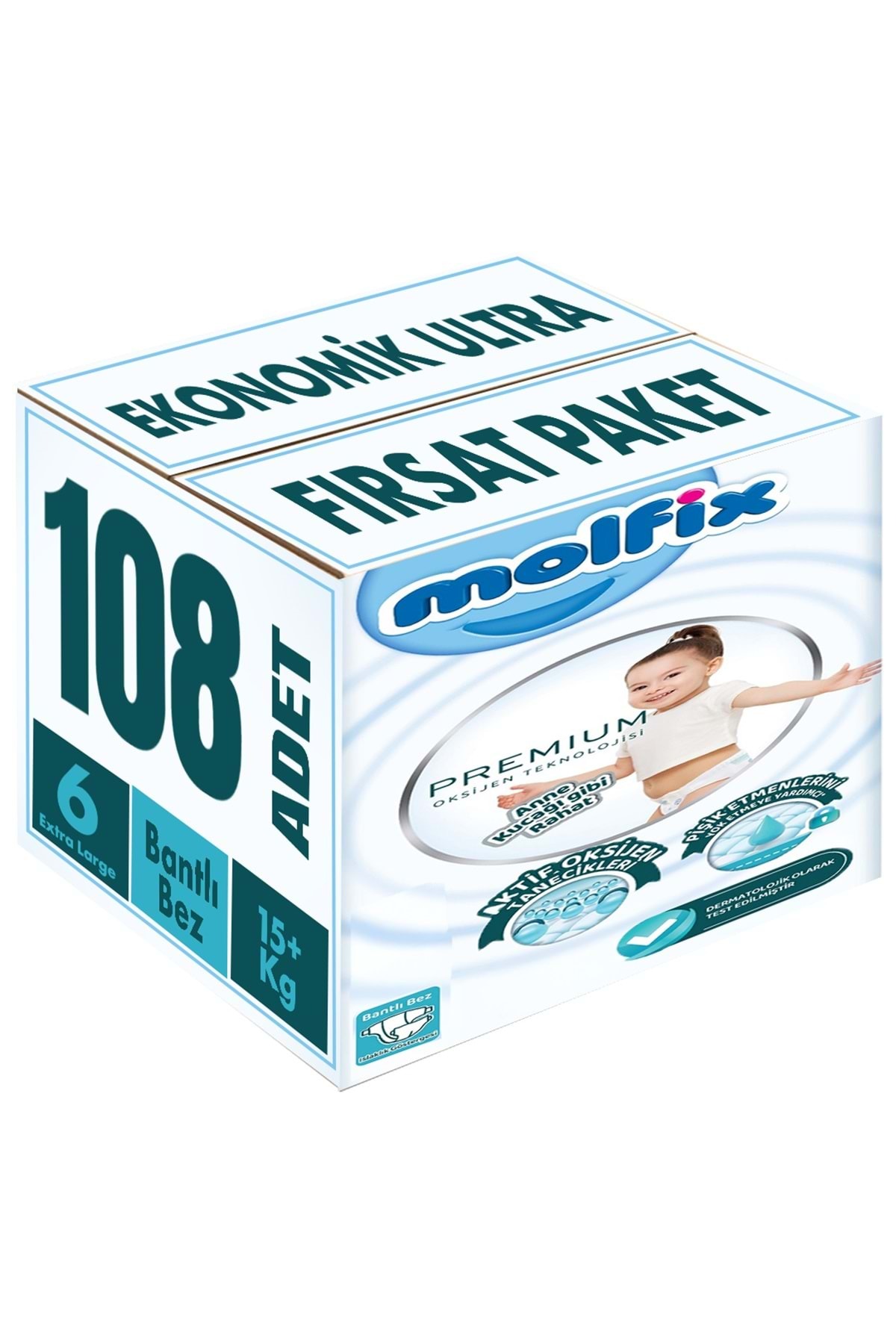 Molfix Premium Bebek Bezi Beden:6 (15+KG) Extra Large 108 Adet