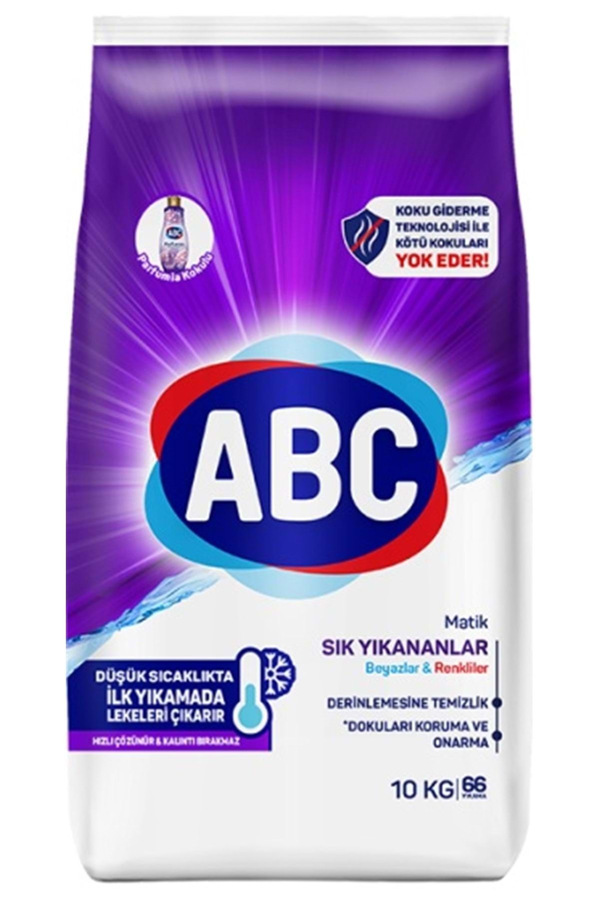 ABC Matik Toz Çamaşır Deterjanı 10kg Sık Yıkananlar Beyazlar & Renkliler (66 YIKAMA)