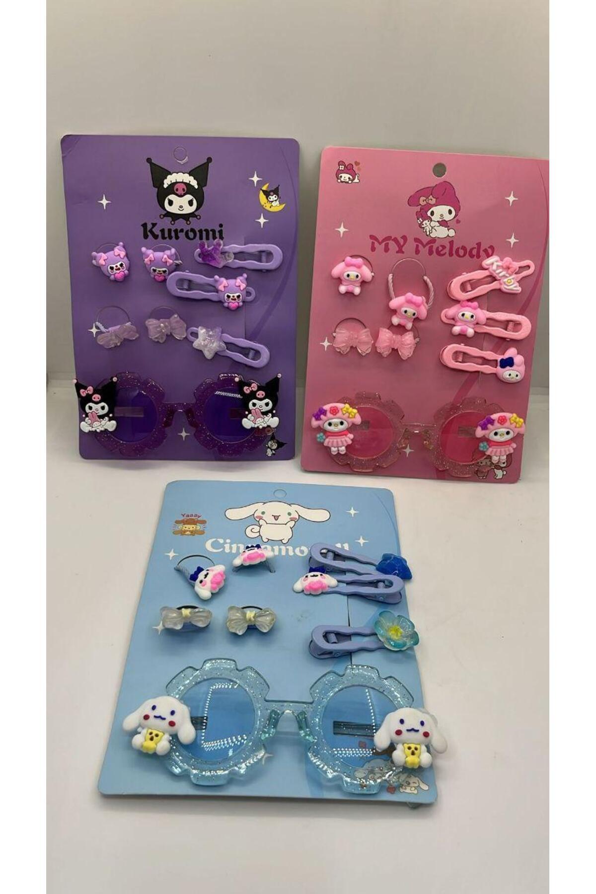 ELMEKA Toka Kuromi Mavi Cinnamoroll Çocuk Gözlük Toka Seti 8li