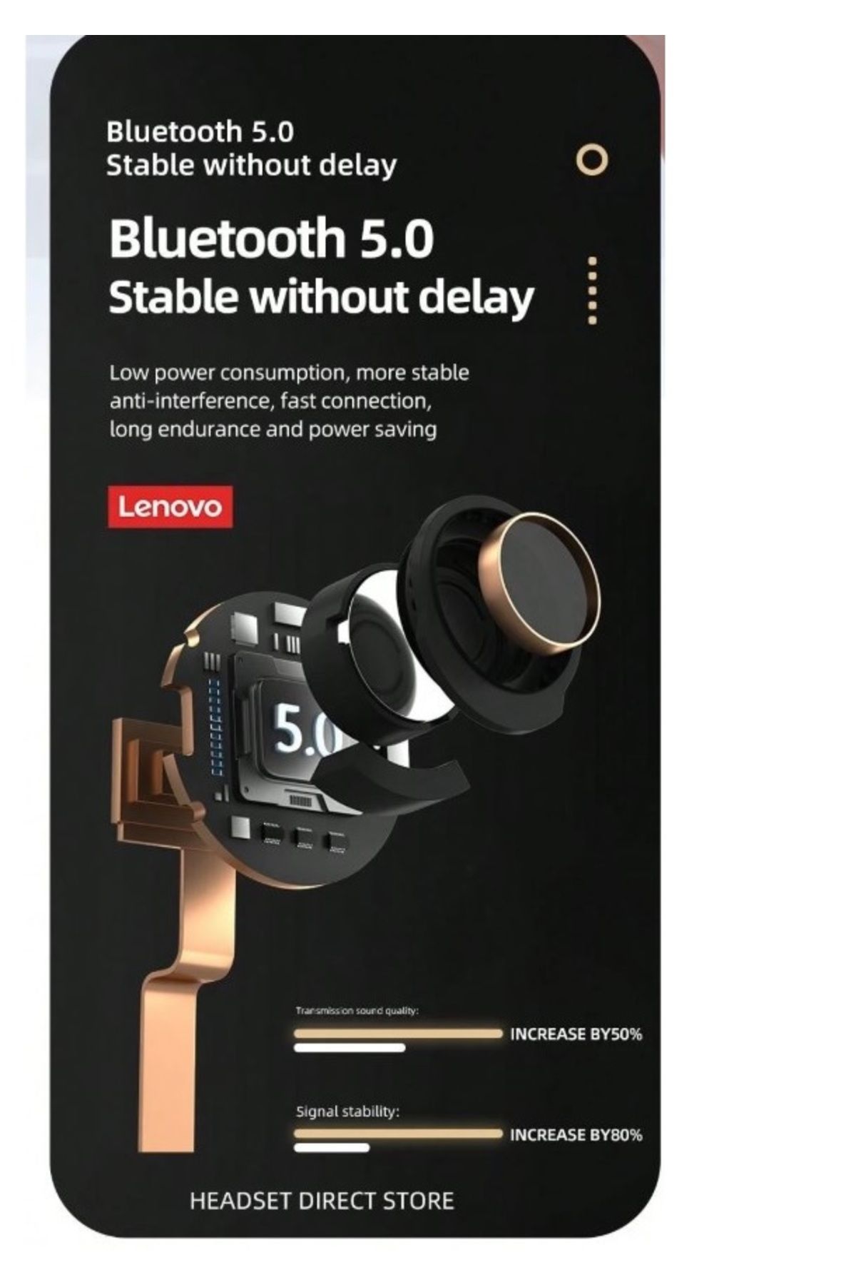LENOVO-سماعات أذن رياضية لاسلكية مقاومة للماء، خاصية إلغاء الضوضاء، التحكم باللمس، بطارية 300 مللي أمبير، شحن سريع 5
