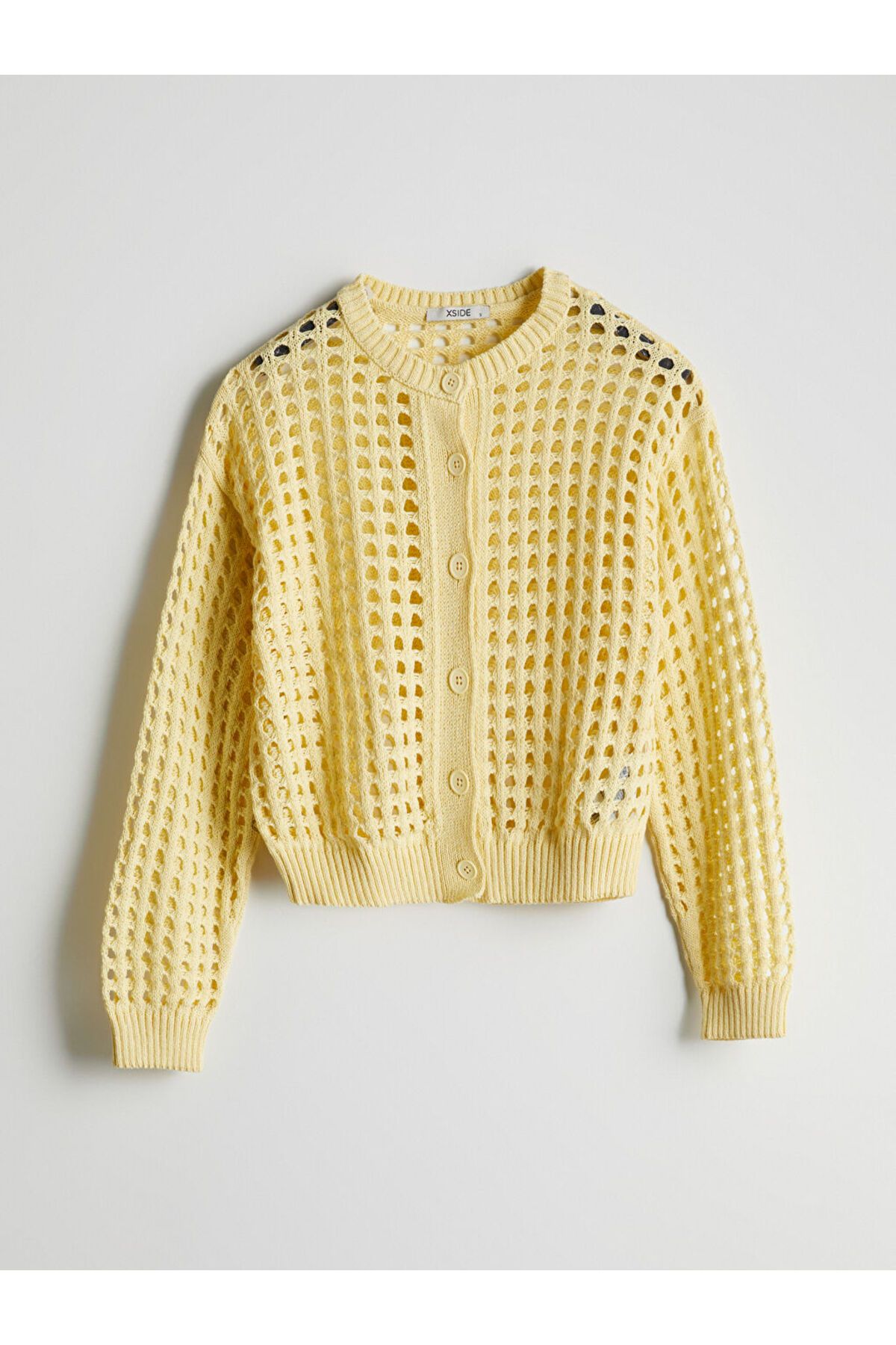 LC Waikiki-Cardigan XSIDE galben cu decolteu ajurat pentru tricotaje pentru femei 5