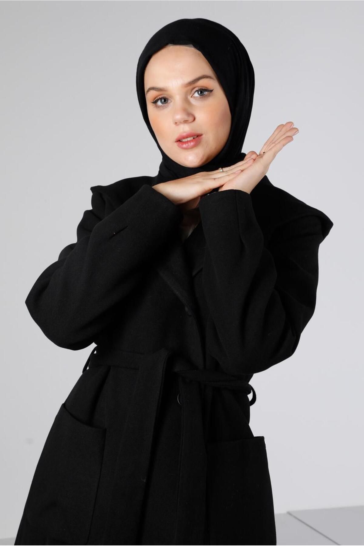 مانتو کلاه دار جیب دار 90351 Alvina