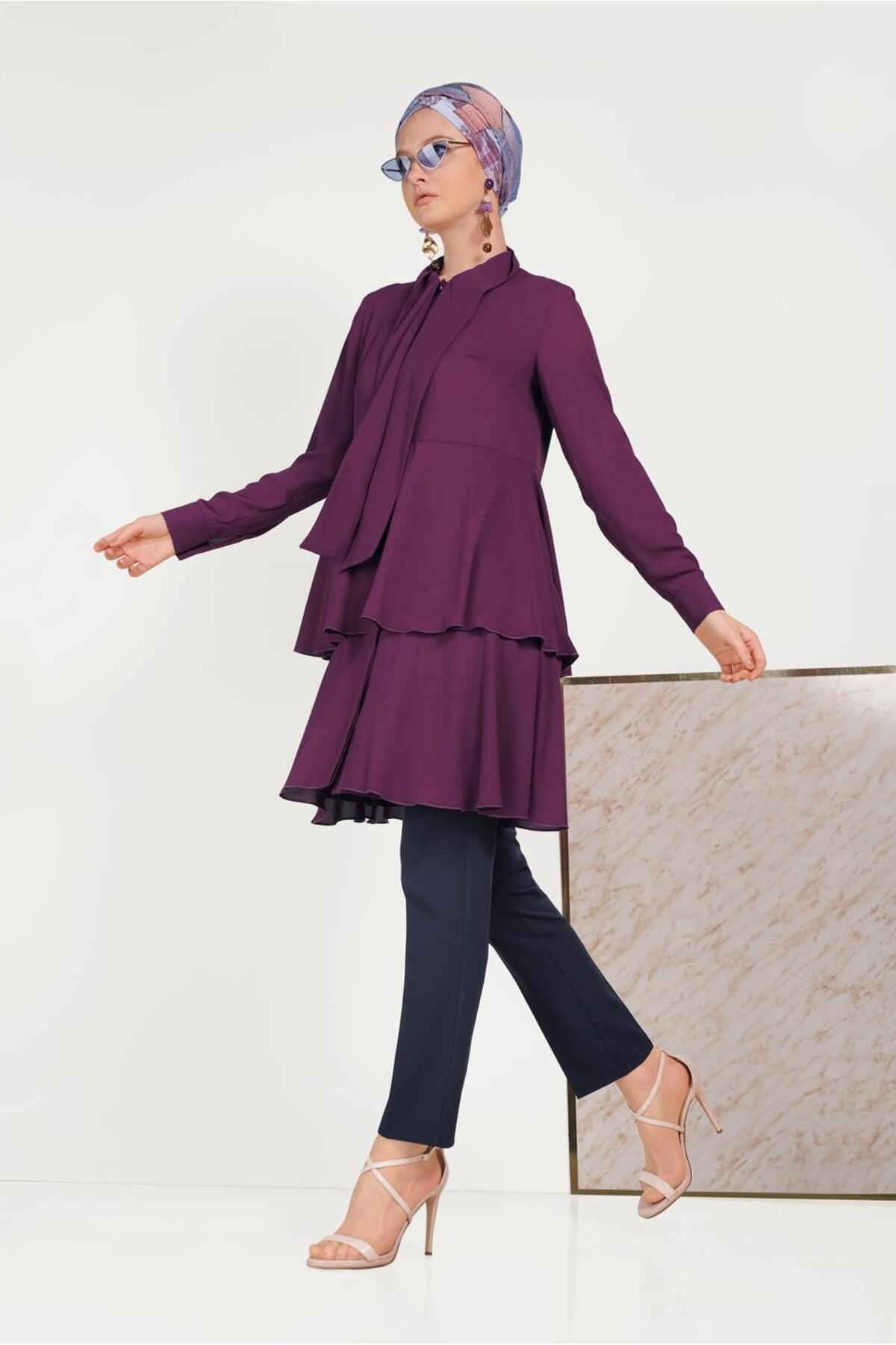 آلوینا تونیک یقه گرد و دامن چین دار ۴۰۴۹۲