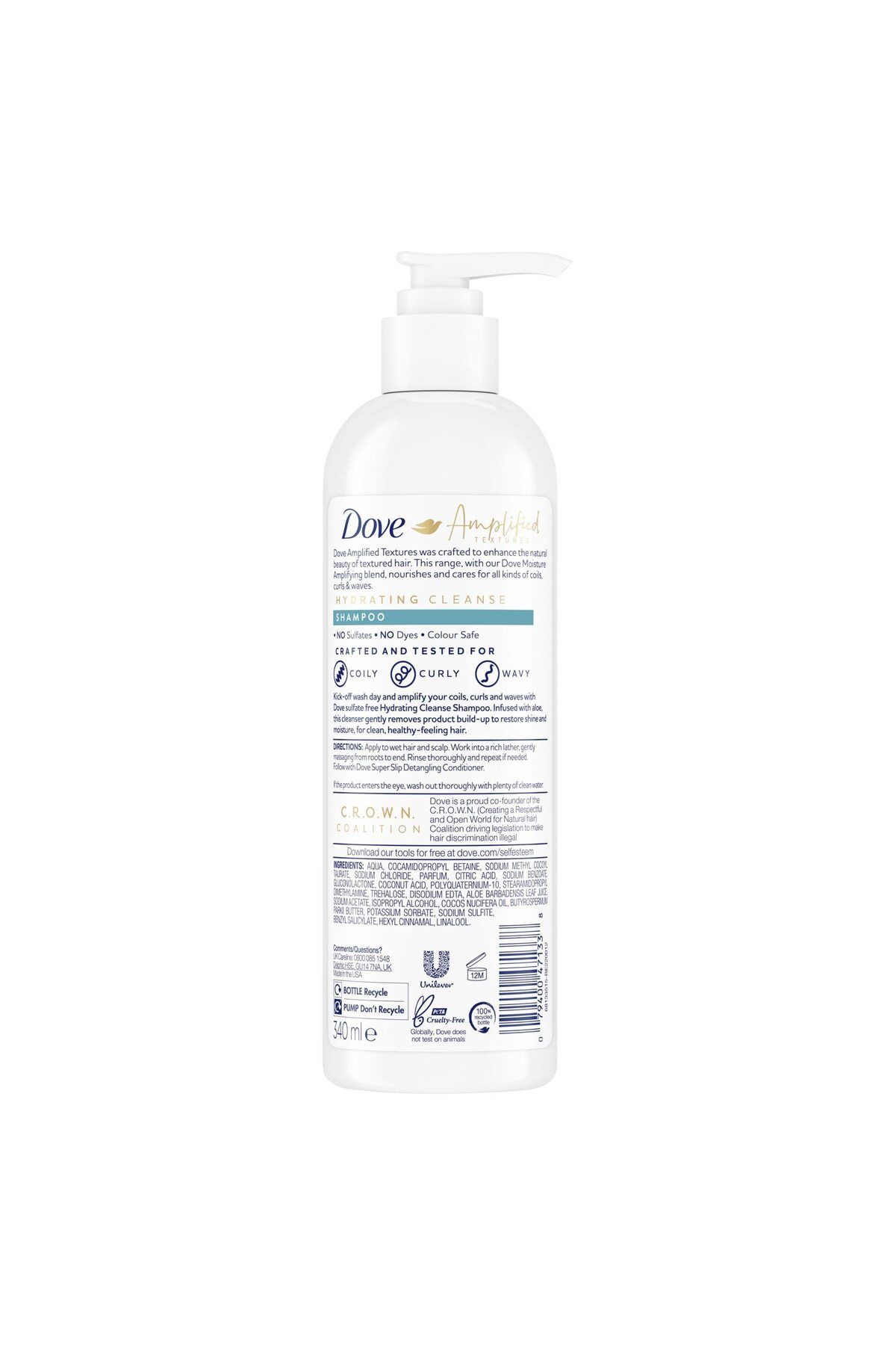 Dove-Amplified Textures, Hydrating Cleanse Shampoo, 11.5 fl oz (340 ml) 3