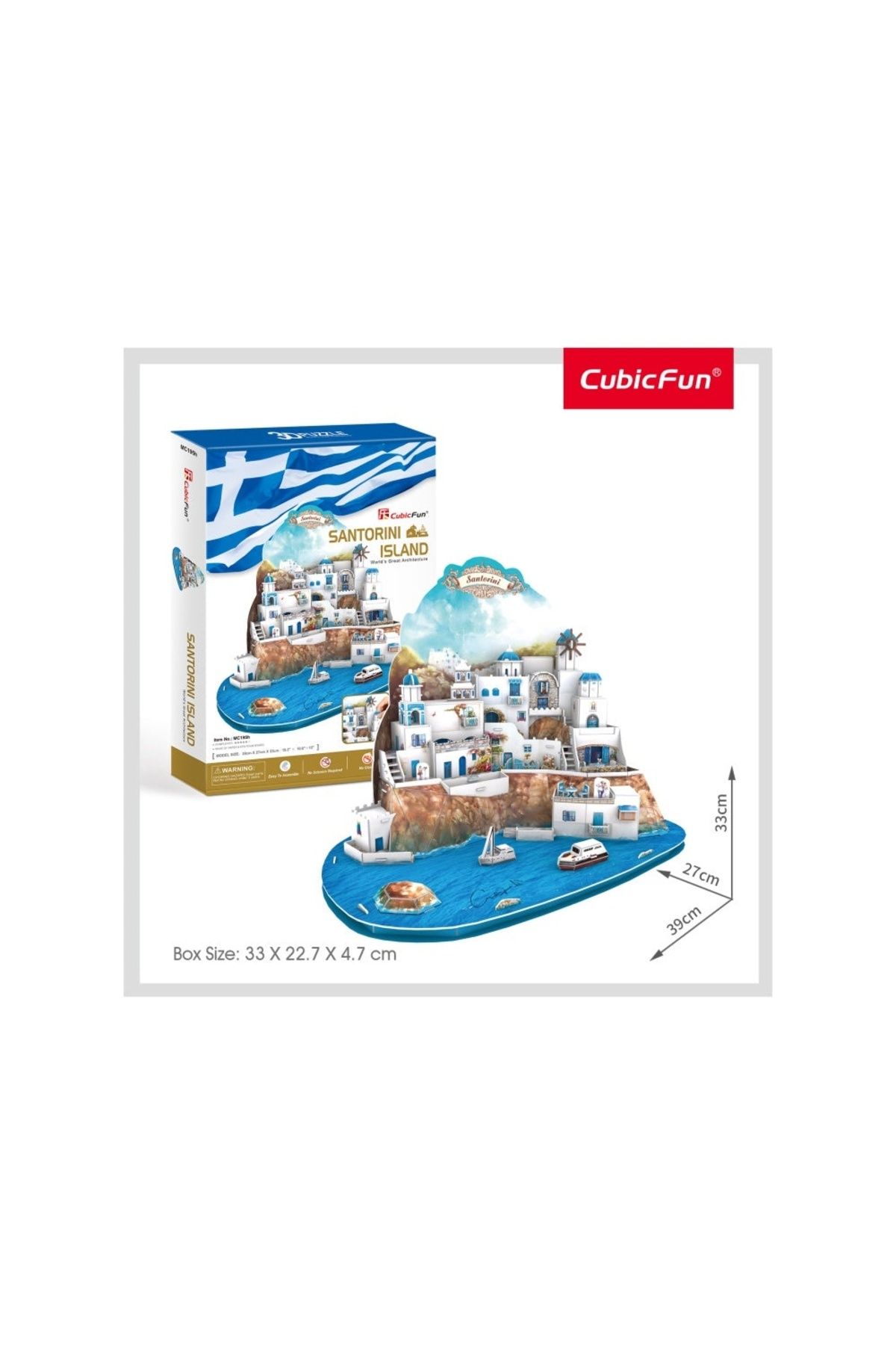 Cubic Fun-Cubic Fun - Puzzle 3D Insula Santorini (Nivel Complex 129 Piese) 3