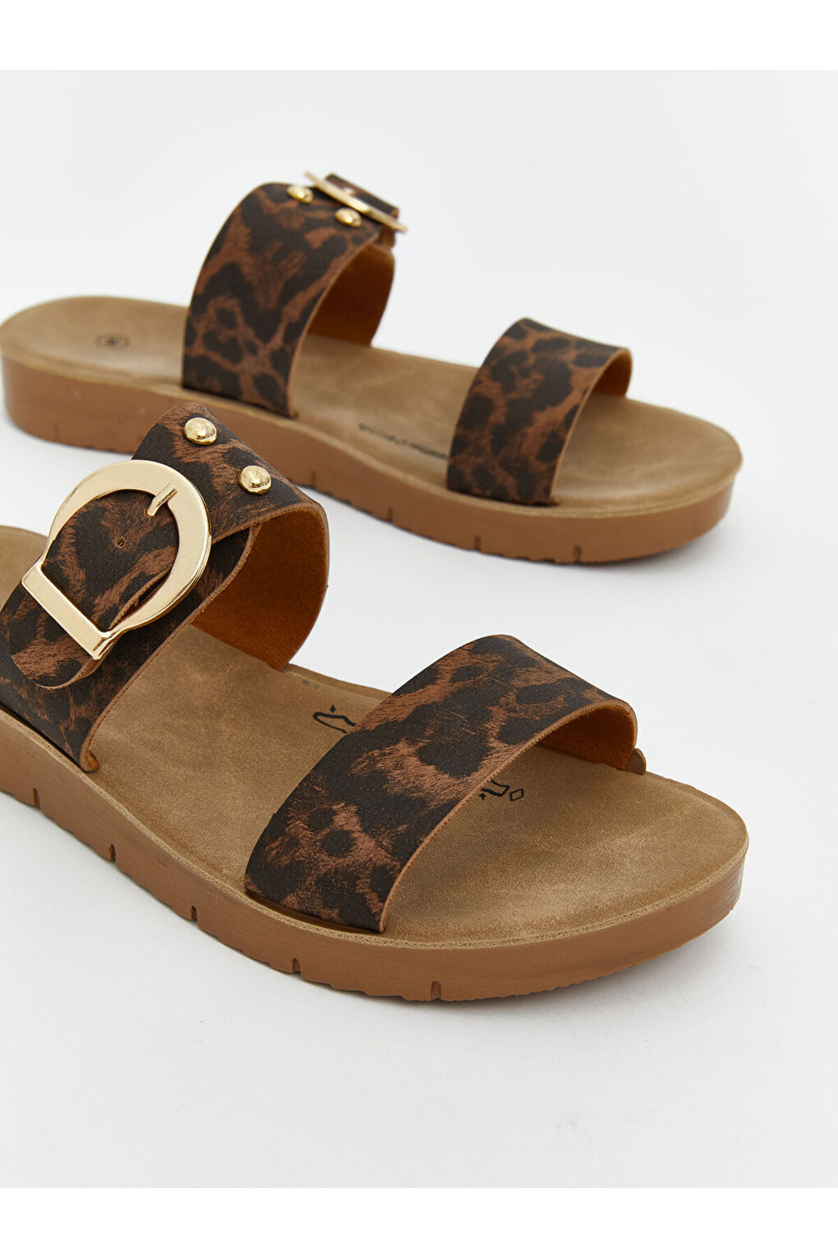 LC Waikiki-Lcw Steps Mixed Leather Look Double Banded Women's Slippers 3
