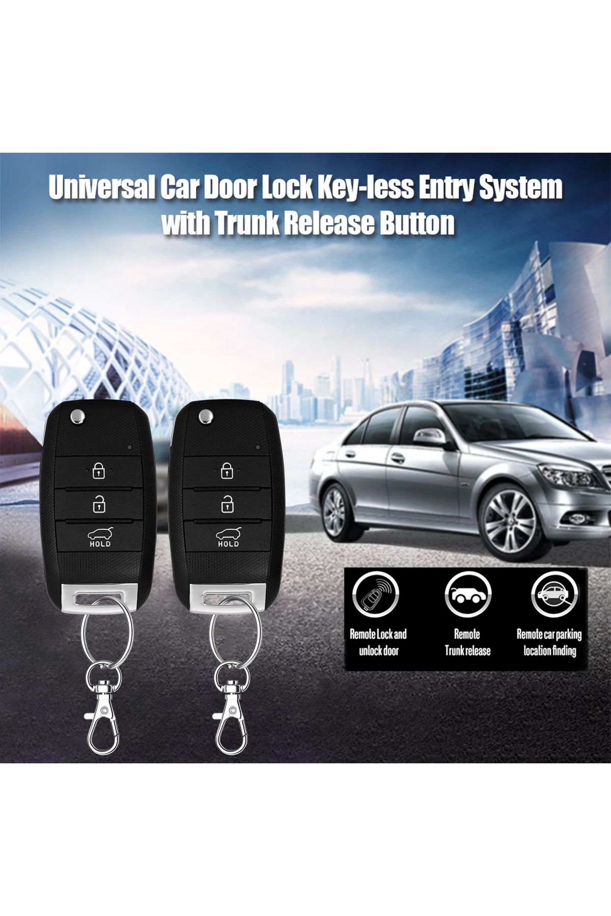 3XR-Car Keyless Entry System Remote Lock/Unlock, Trunk Release, Window Closer, Universal Fit Light Flash 5