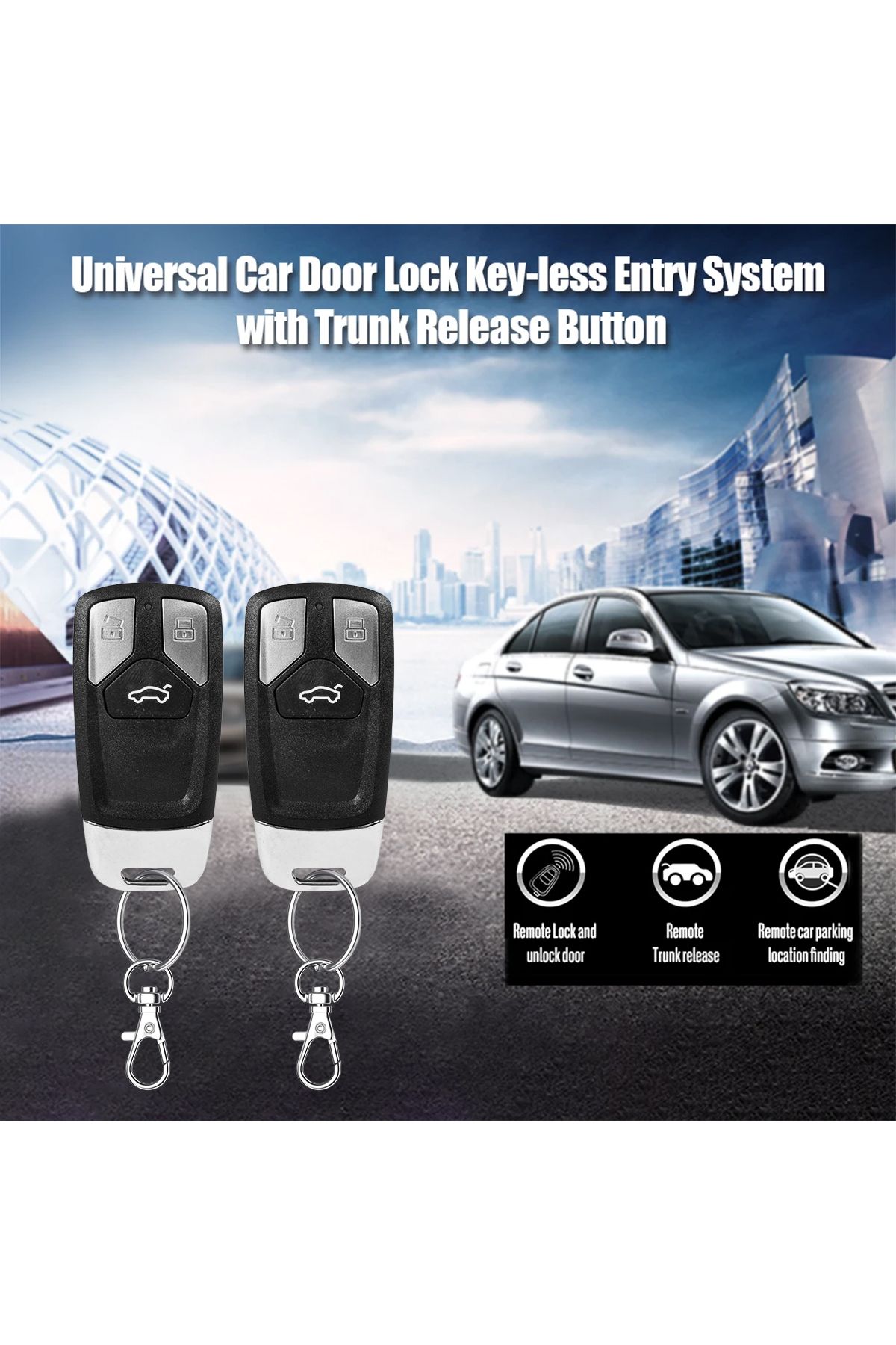 3XR-Car Keyless Entry System – Remote Lock/Unlock, Trunk Release, Window Closer, Universal, Light Flash 4