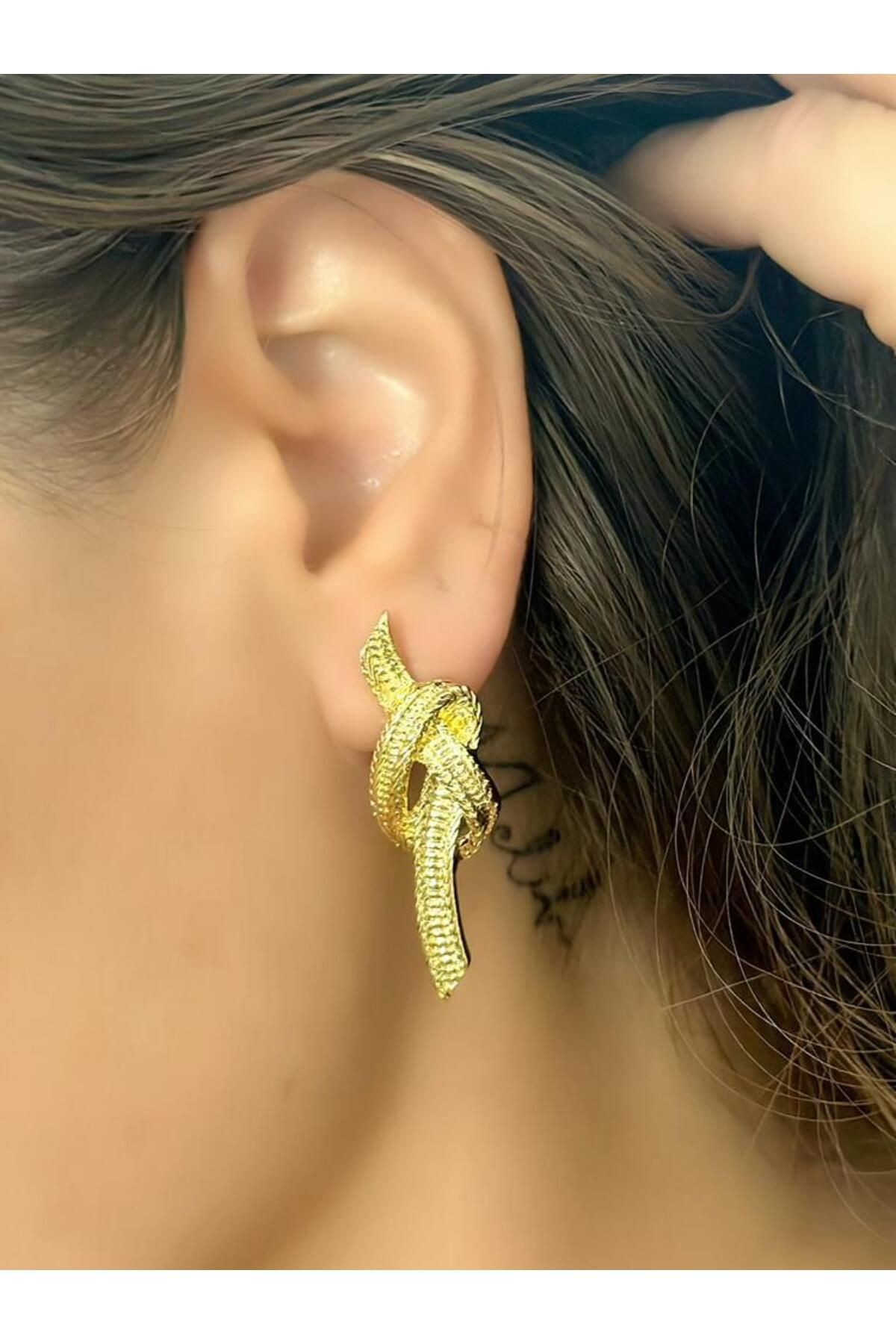 MyladyAccessoriess-سلسلة خاصة لوحة مسننة وعقدة مفصلة أقراط فضية 2