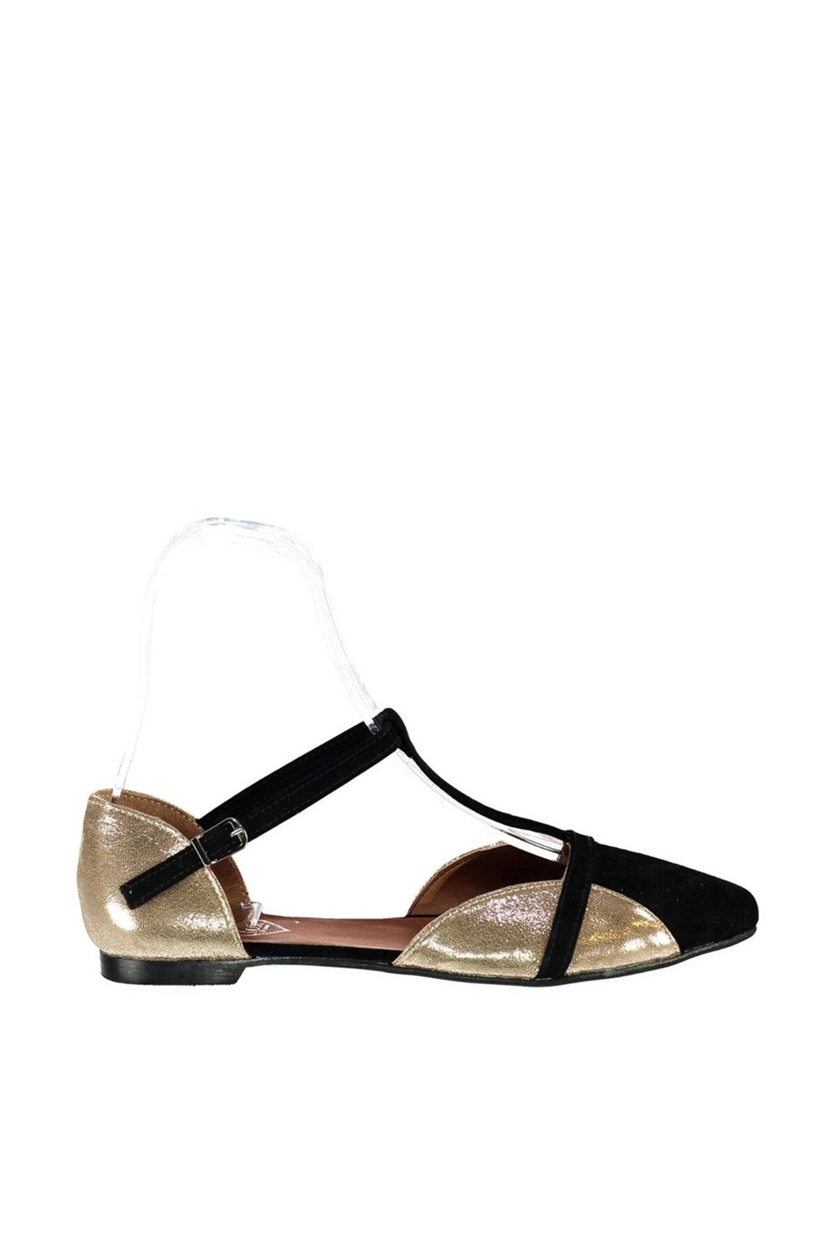 Fox Shoes-Balerina Balerina B pentru femei negru/auriu 726881802 4