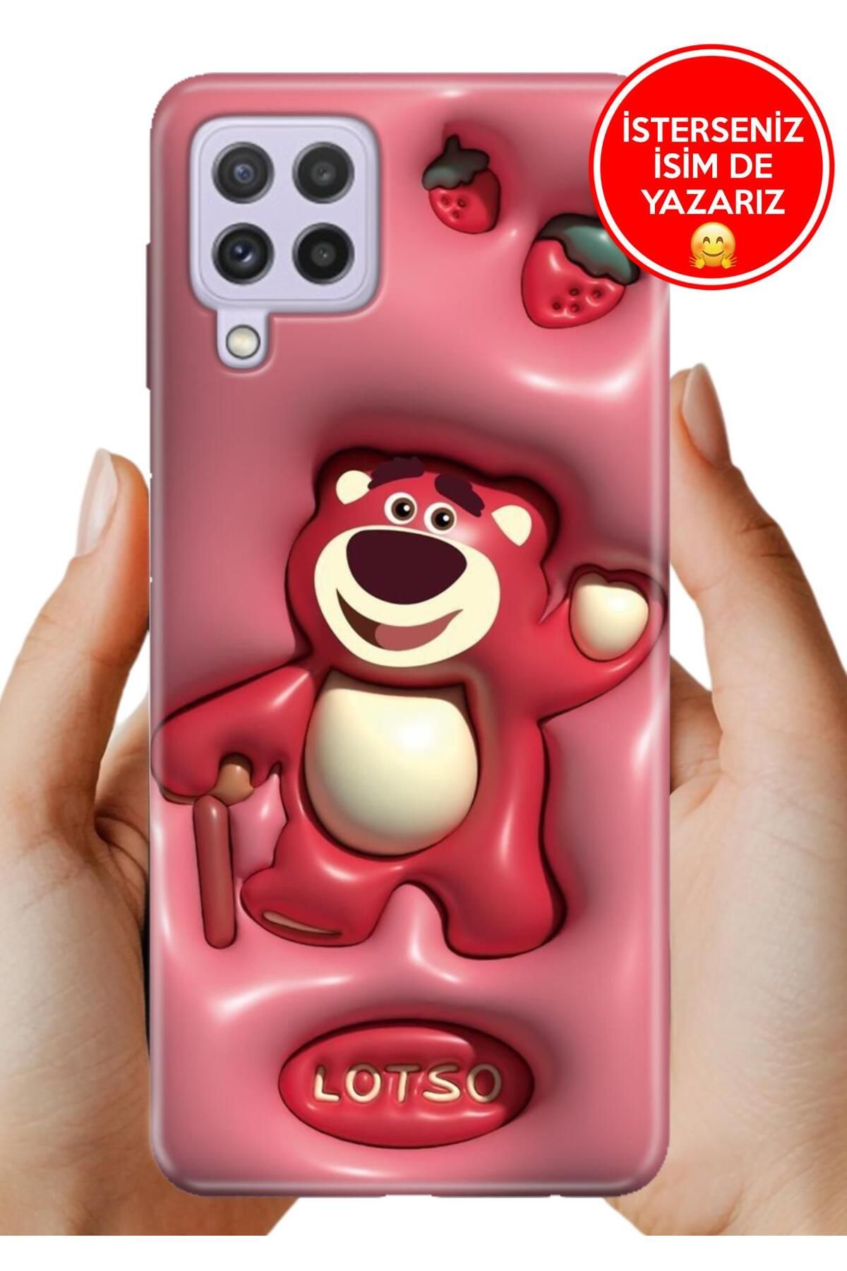 Cekuonline Galaxy A22 uyumlu Kılıf Baskılı Life Style Kapak Silikon Lotso