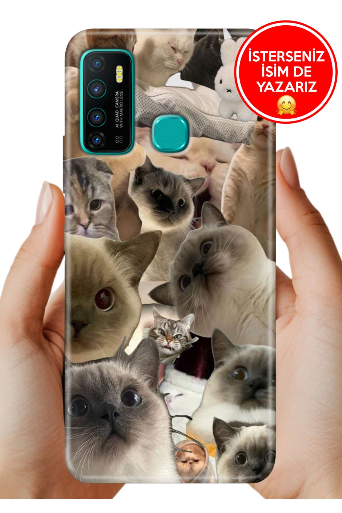 Cekuonline İnfinix Hot 9 Kılıf Hot 9 TPU Resimli Elastik Silikon Karma Kediler