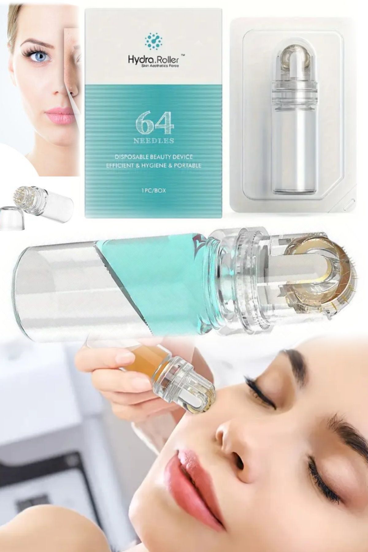 Mortingen 64 İğne 0.25mm Tekrar Kullanılabilir Mikro Titanyum İğne Rulo Derma İğneleri Cilt Bakımı Kokusuz Cam