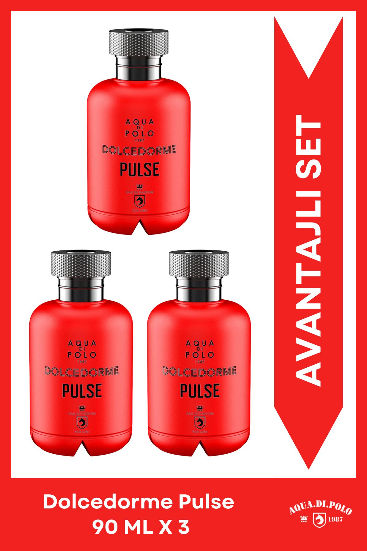 ست عطر 3 تکه چوبی تند 90 میلی لیتری Dolcedorme Pulse Stcc021146 Aqua Di Polo 1987