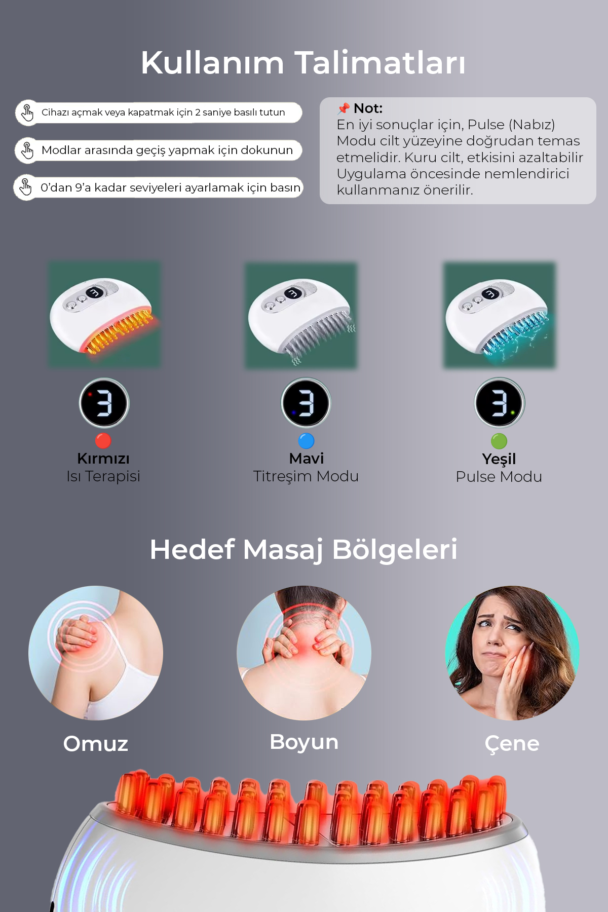 TMJ Masaj Cihazı – Isı, Titreşim ve TENS Pulse Özellikli Şarjlı Mini Masaj Aleti — سفید MX-158 — تصویر 5 از 8