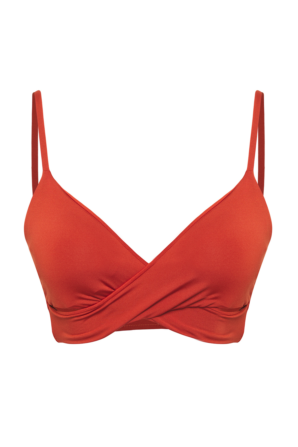 Trendyol Collection-Dreieckiges, drapiertes, detailliertes Fliesen-Bikinioberteil TBESS25BU00049 5