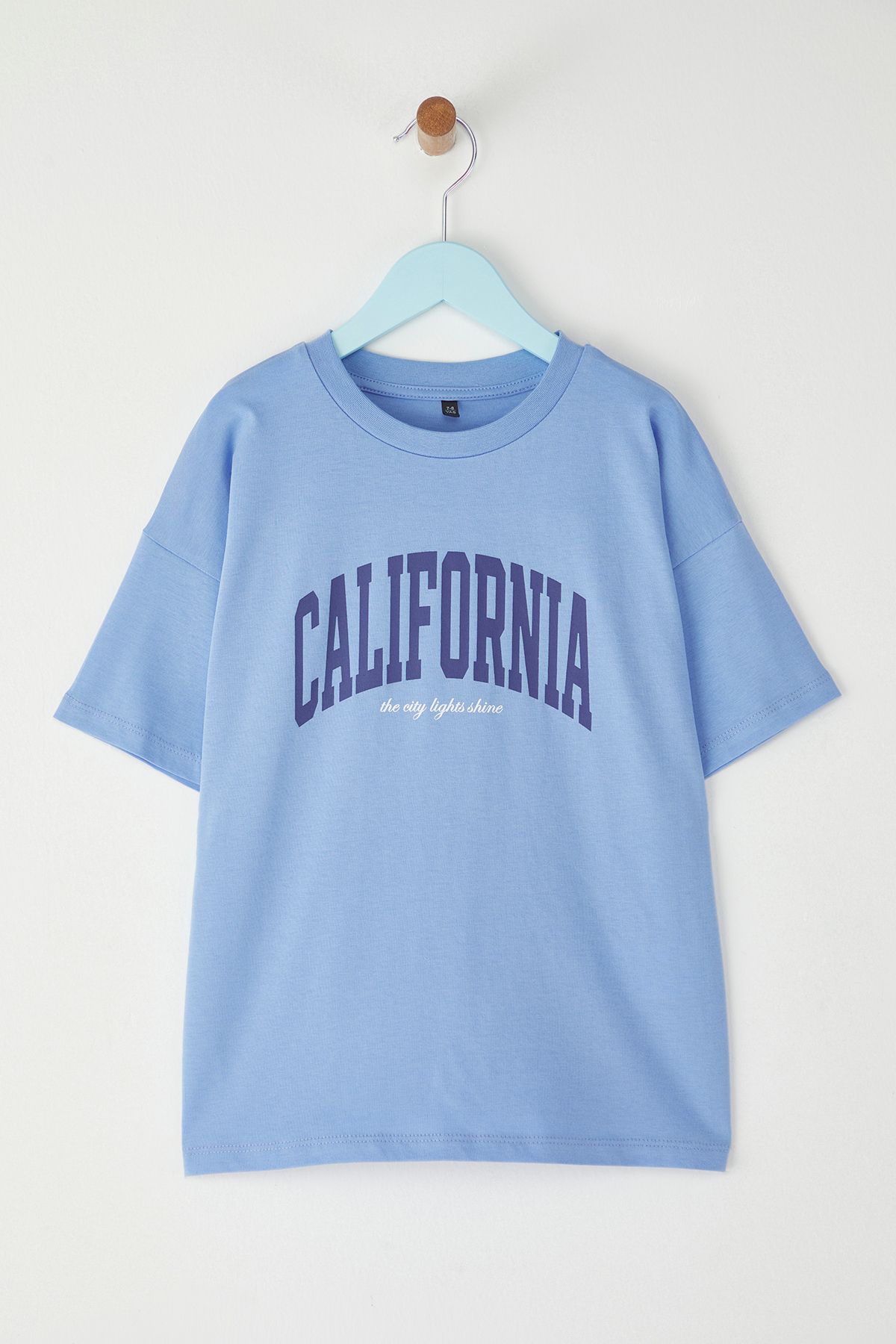 TRENDYOLKIDS Unisex-t-shirt Mit Slogan-print, Kurzärmelig, 100 % Baumwolle, Blau, für Kinder Unisex - 11–12 Jahre