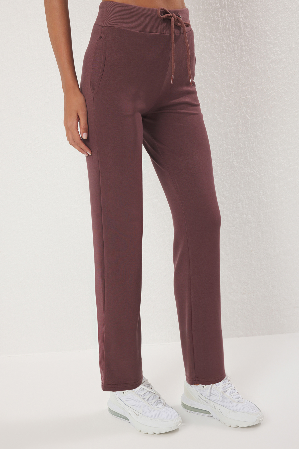 Trendyol Collection-Καφέ υφασμάτινο υφασμάτινο καταδύσεων/καταδύσεων Αθλητικό πλεκτό παντελόνι με τσέπες και δέσιμο THMSS25EA00005 3