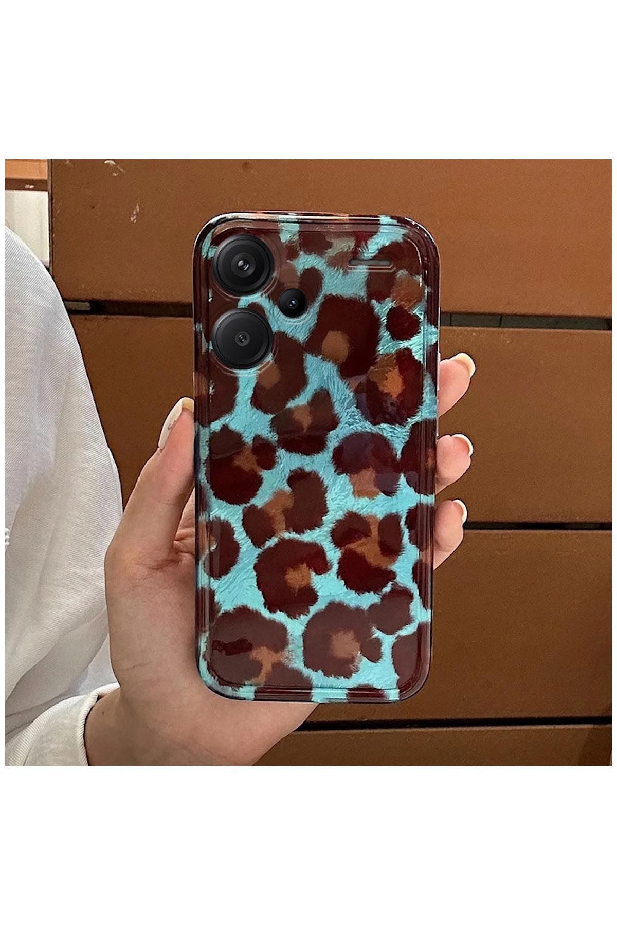 Pro Aksesuar Xiaomi Redmi Note 13 Pro Plus 5G Uyumlu Kılıf Lüx Leopar Desenli Silikon Kılıf Kahverengi