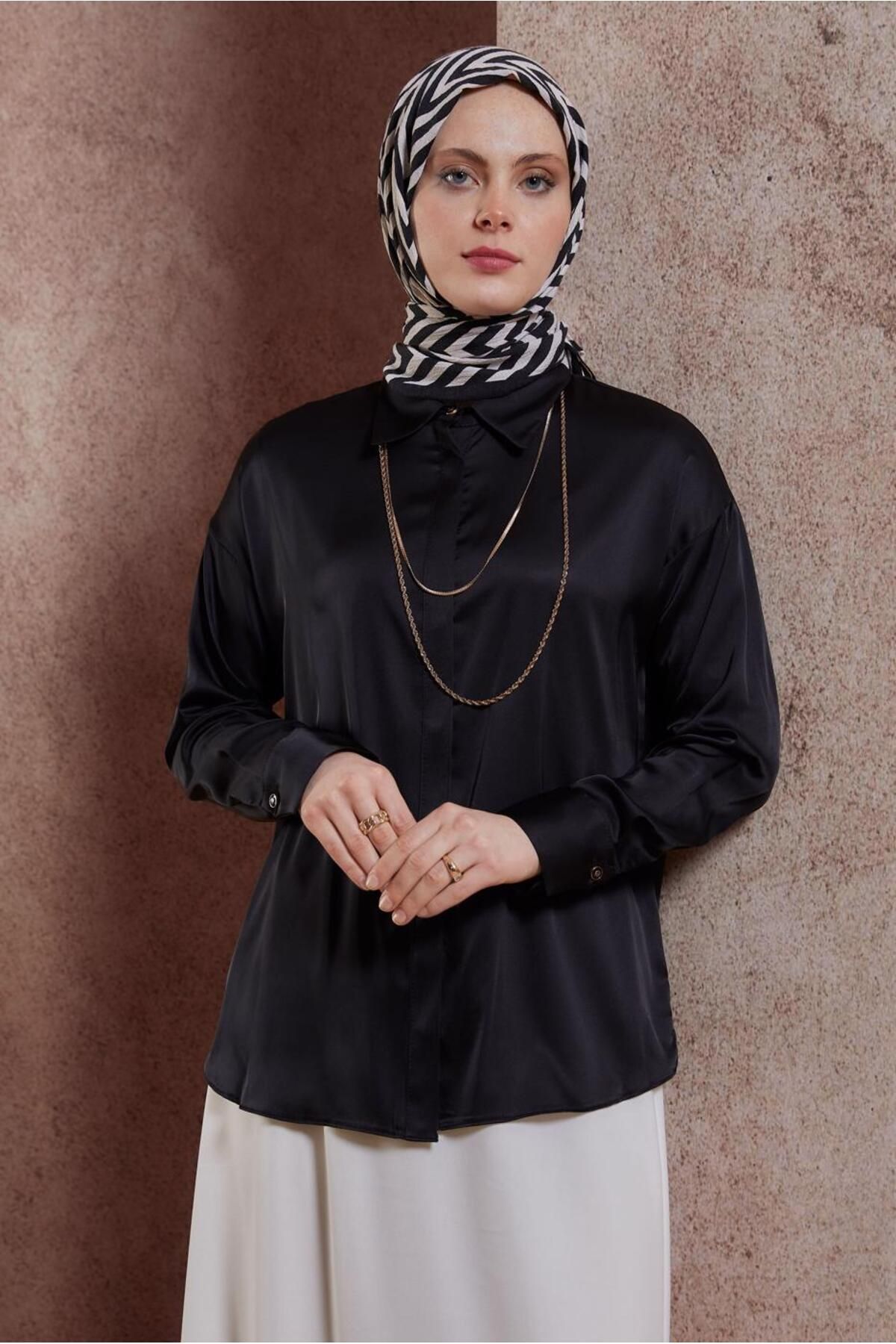 بلوز پیراهن ساتن 44430 Alvina