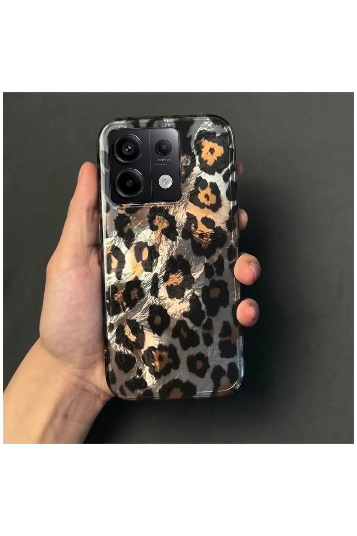 Pro Aksesuar Xiaomi Redmi Note 13 Pro 5G Uyumlu Kılıf Lüx Leopar Desenli Silikon Kılıf Siyah