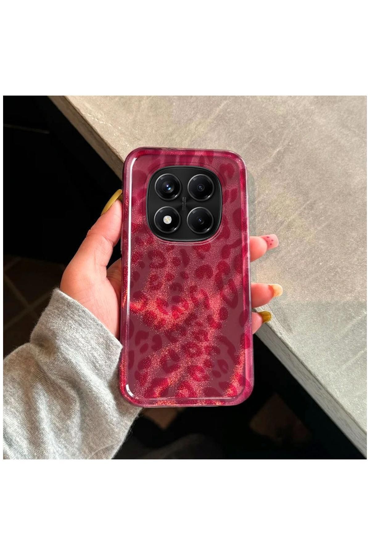 Pro Aksesuar Xiaomi Redmi Note 14 Pro Uyumlu Kılıf Lüx Leopar Desenli Silikon Kılıf Pembe