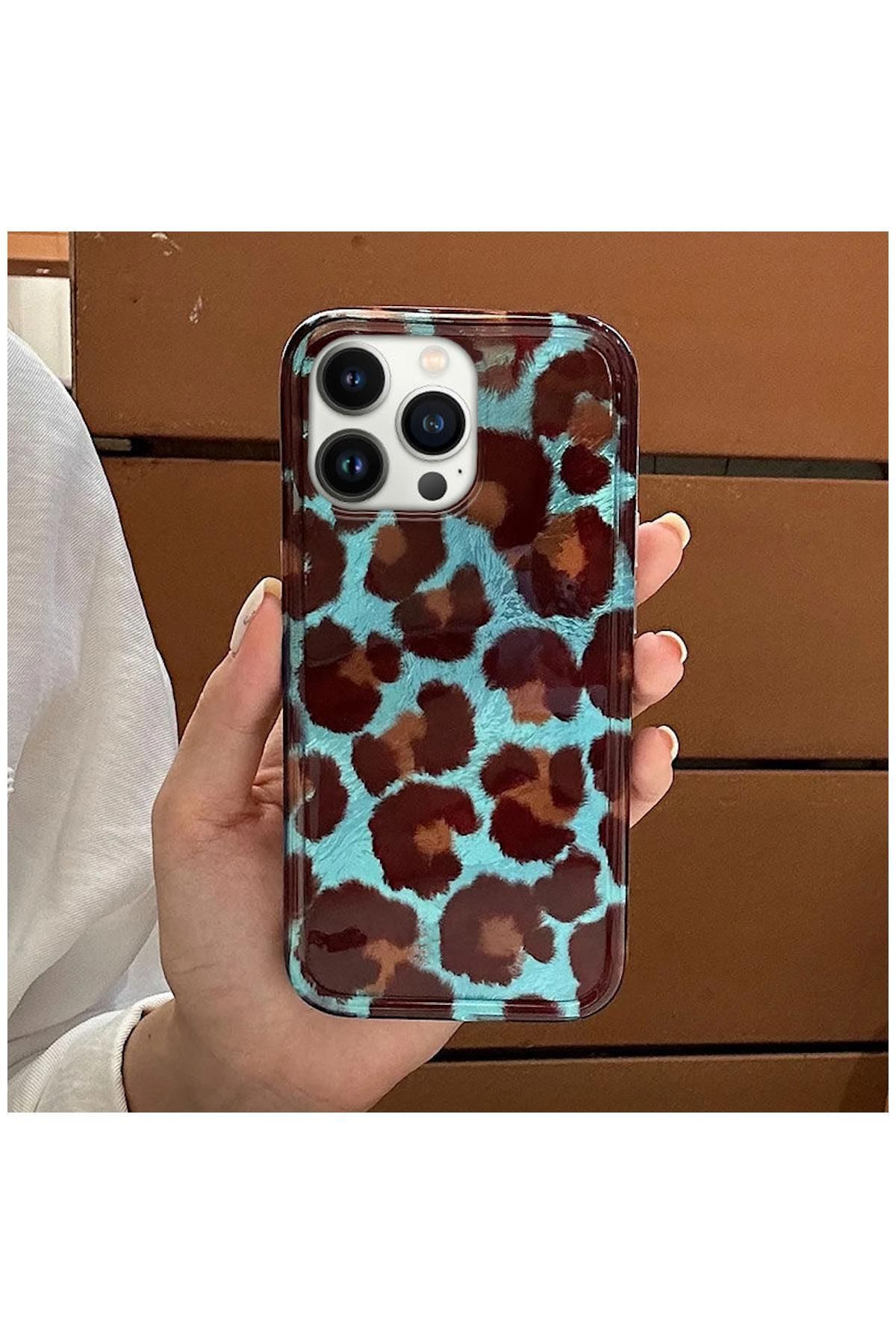 Pro Aksesuar Apple iPhone 16 Pro Max Uyumlu Kılıf Lüx Leopar Desenli Silikon Kılıf Kahverengi