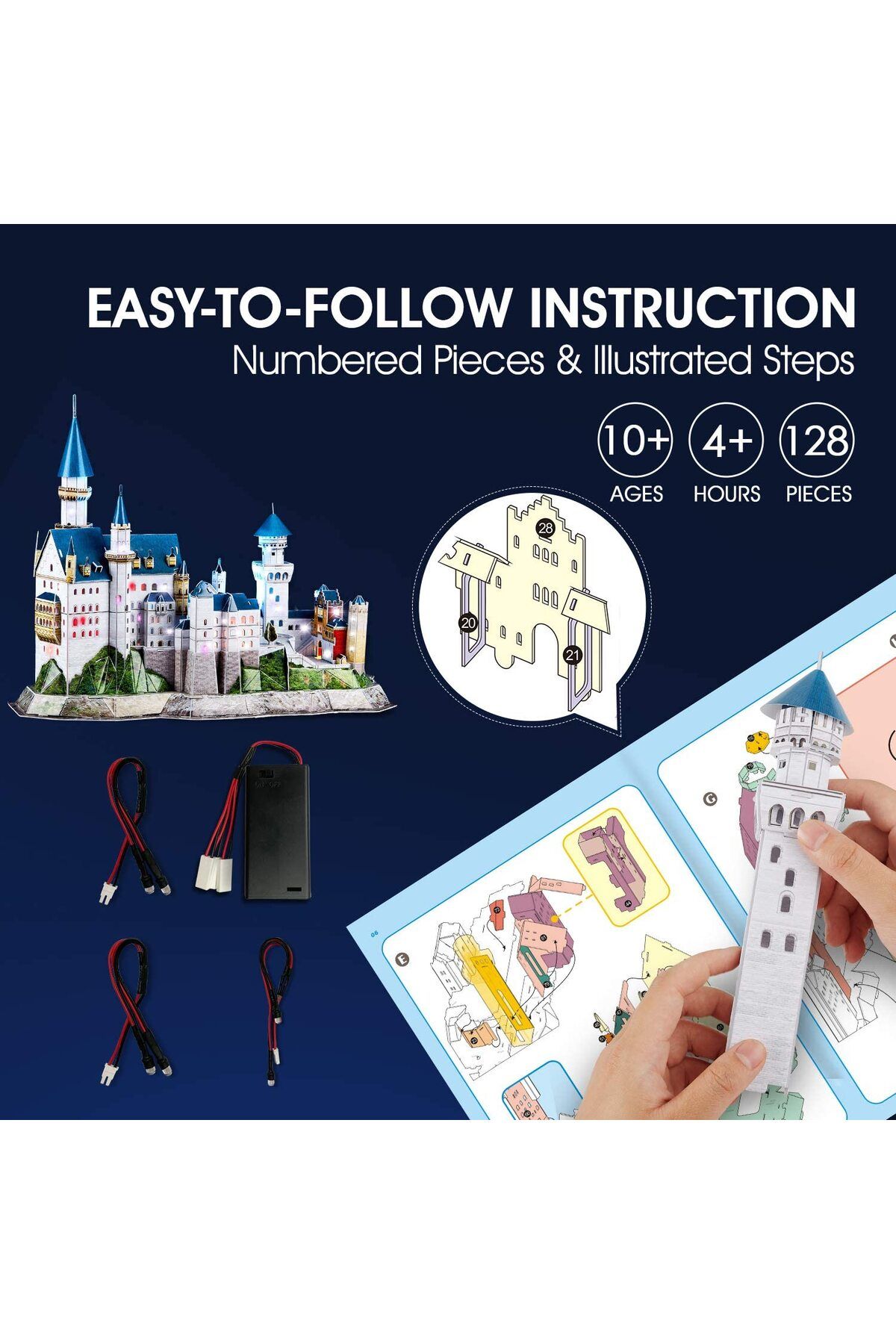 Cubic Fun-Cubic Fun - 3D Led Puzzle Neuschwanstein Castle 128 Pieces 5